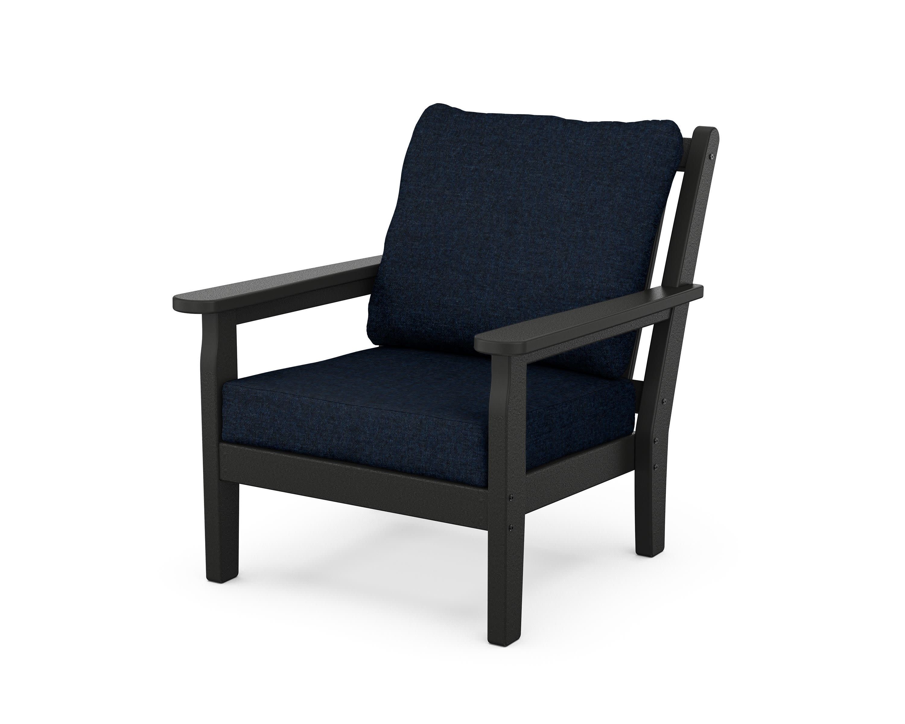 Chippendale Deep Seating Chair in Black / Marine Indigo