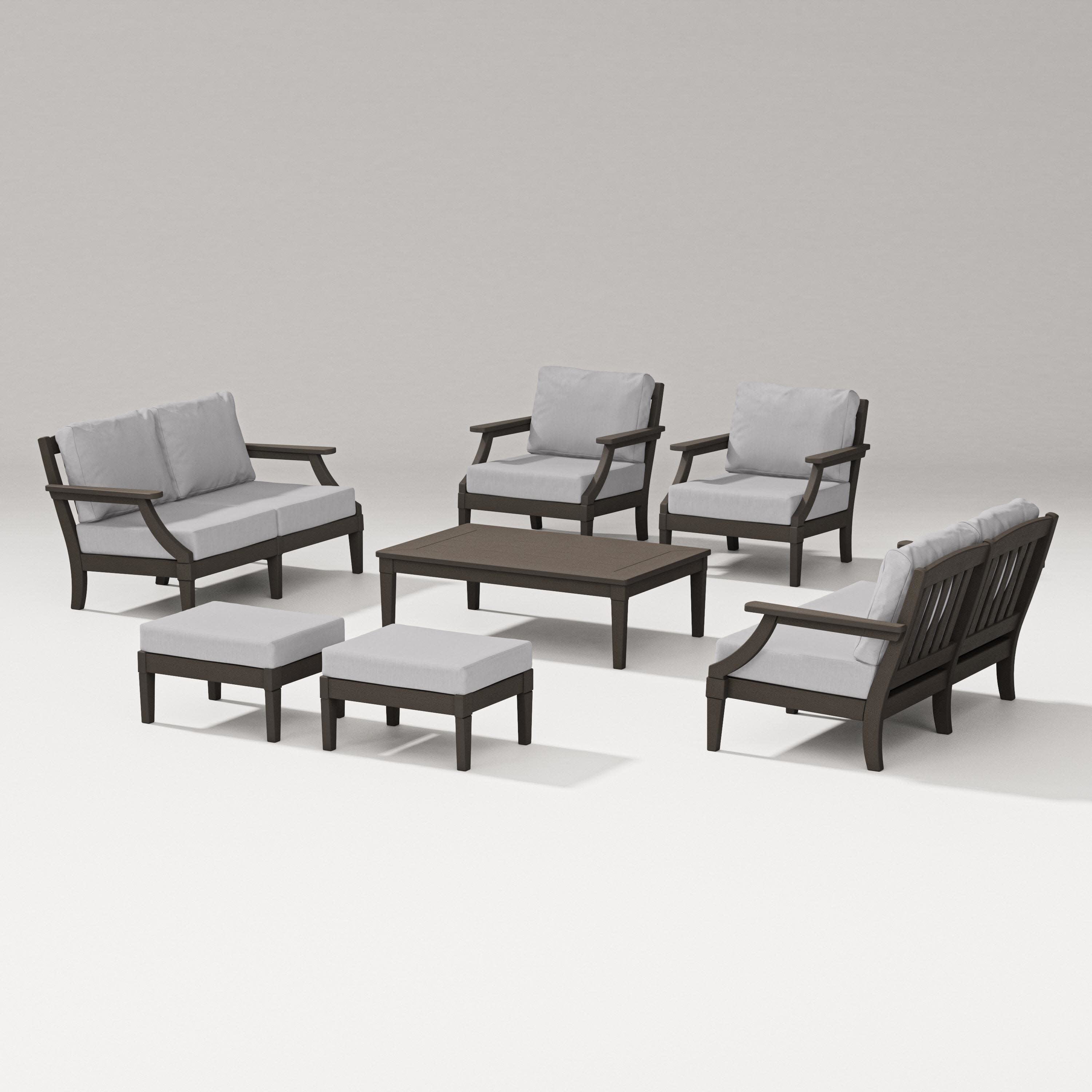 Estate 7-Piece Lounge Loveseat Set in Vintage Coffee / Granite