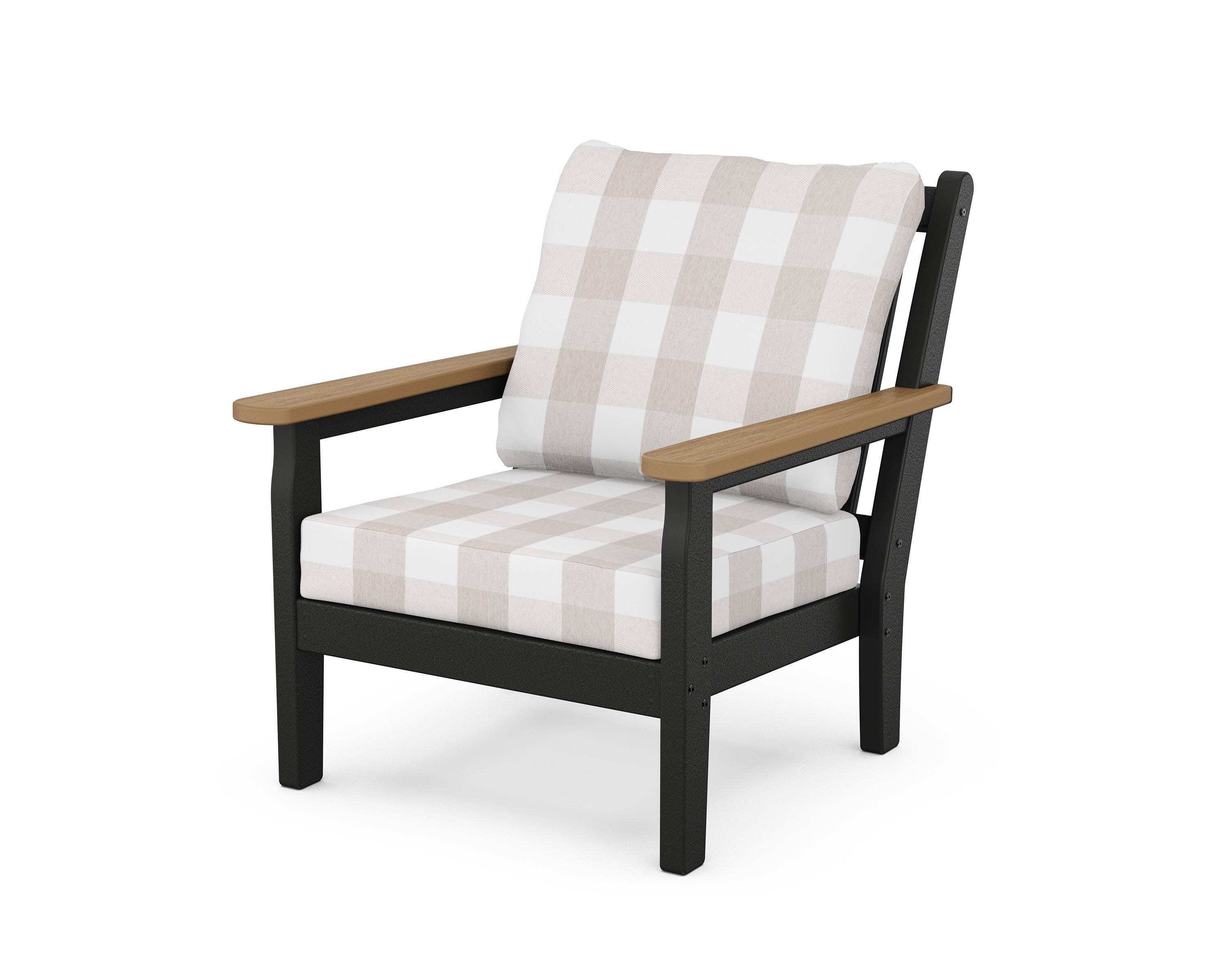 Chippendale Deep Seating Chair in Black / Natural / Buffalo Plaid Dune Burlap
