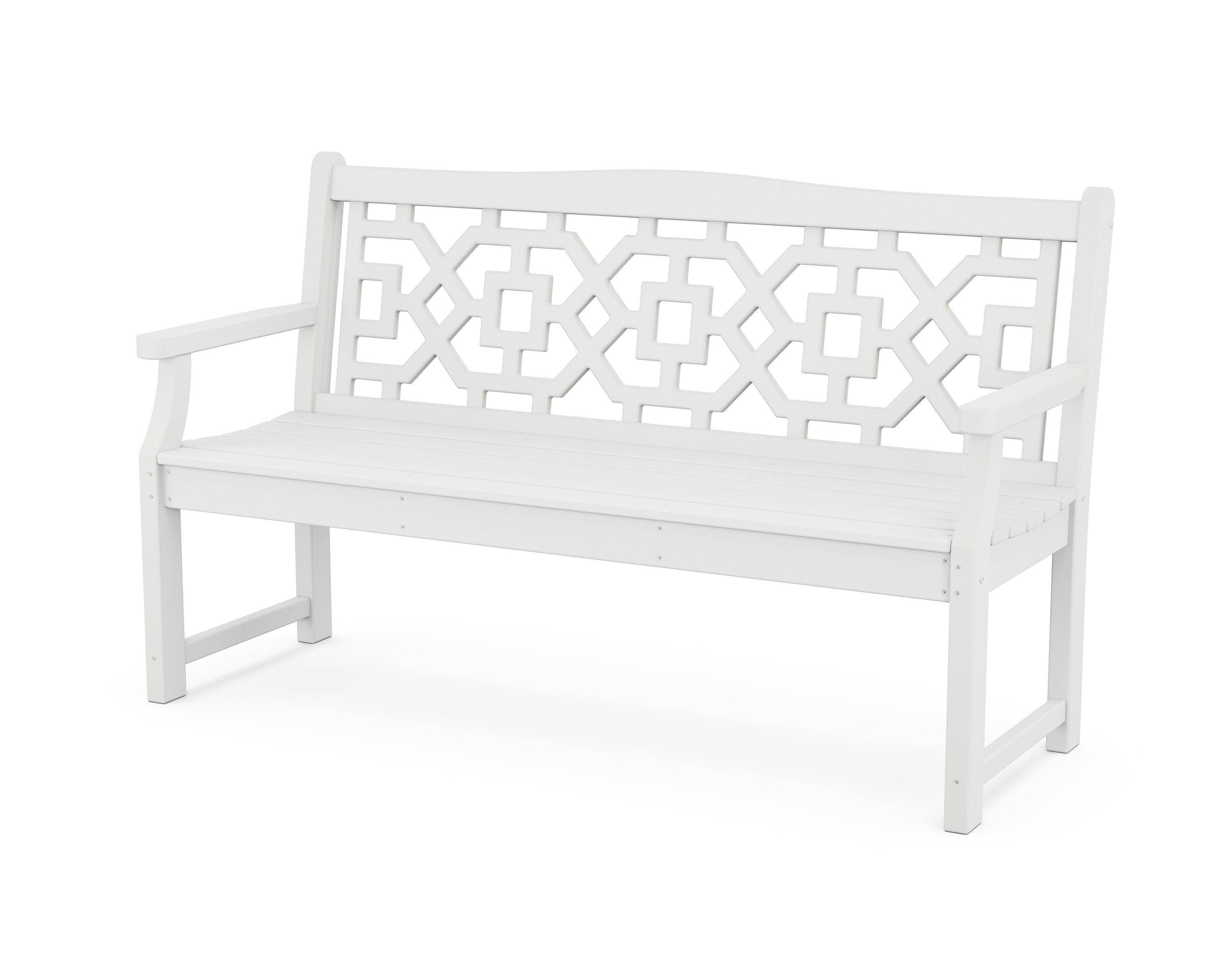 Chinoiserie 60" Garden Bench in White
