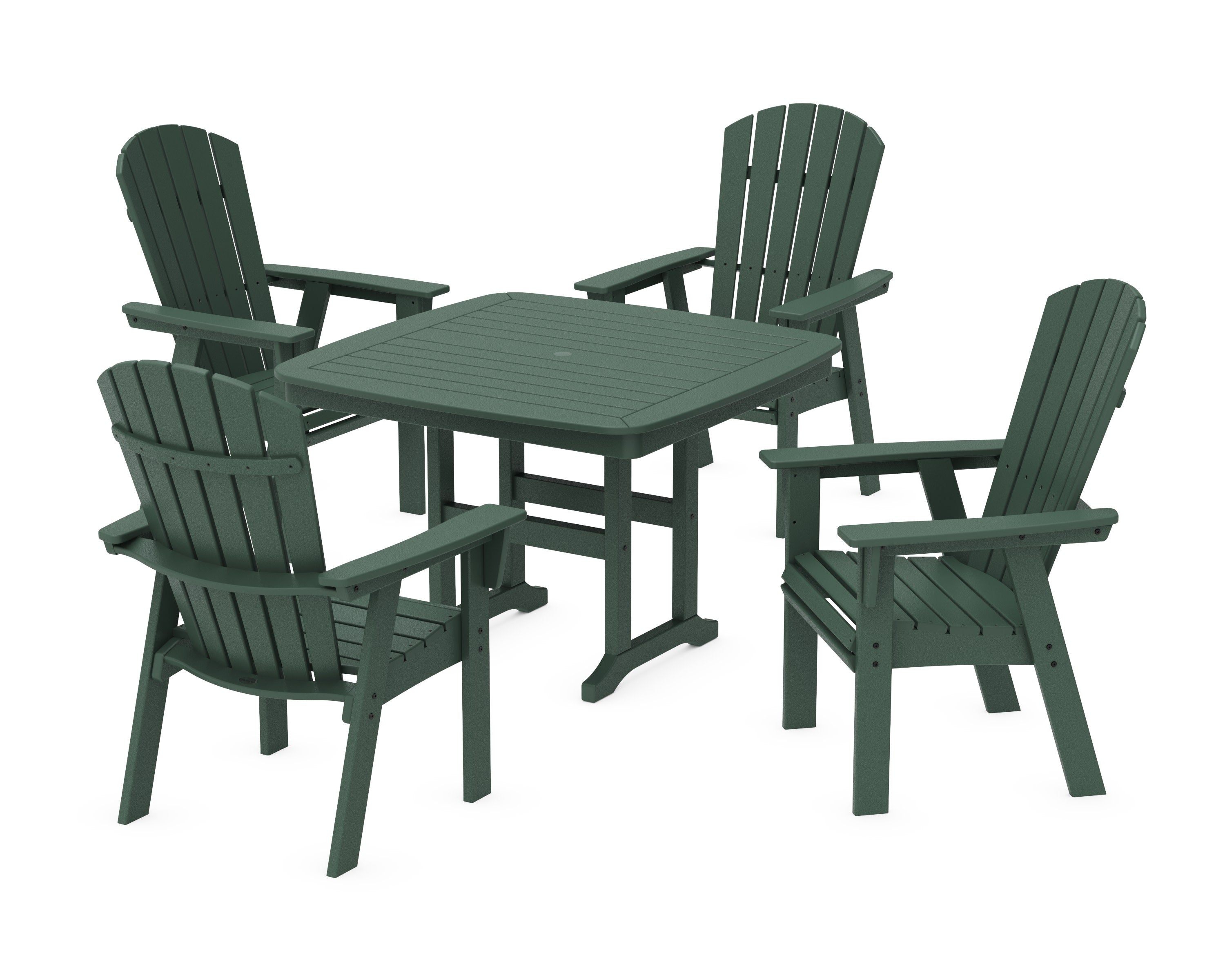 Nautical Curveback Adirondack 5-Piece Dining Set in Green