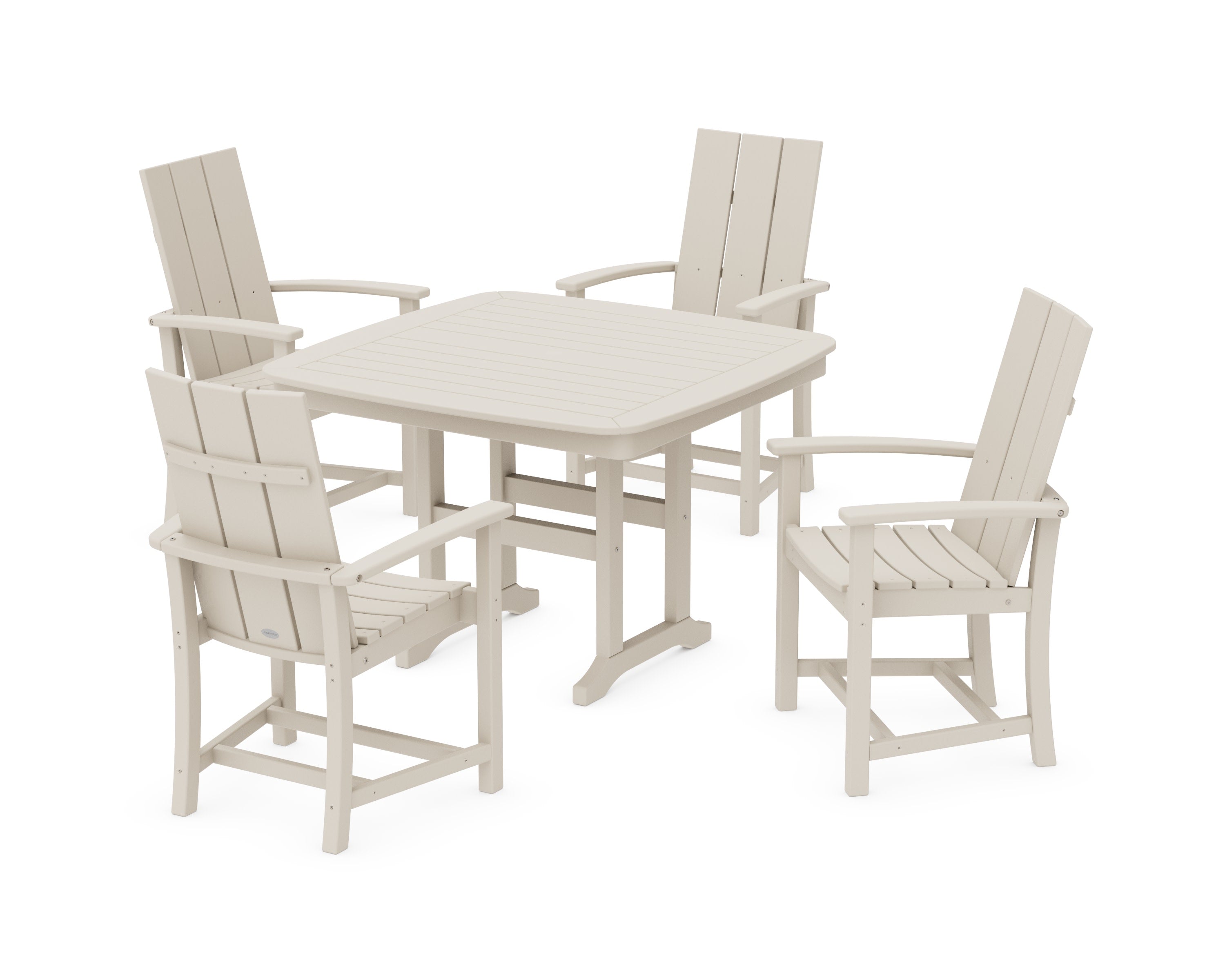 Modern Adirondack 5-Piece Dining Set with Trestle Legs in Sand