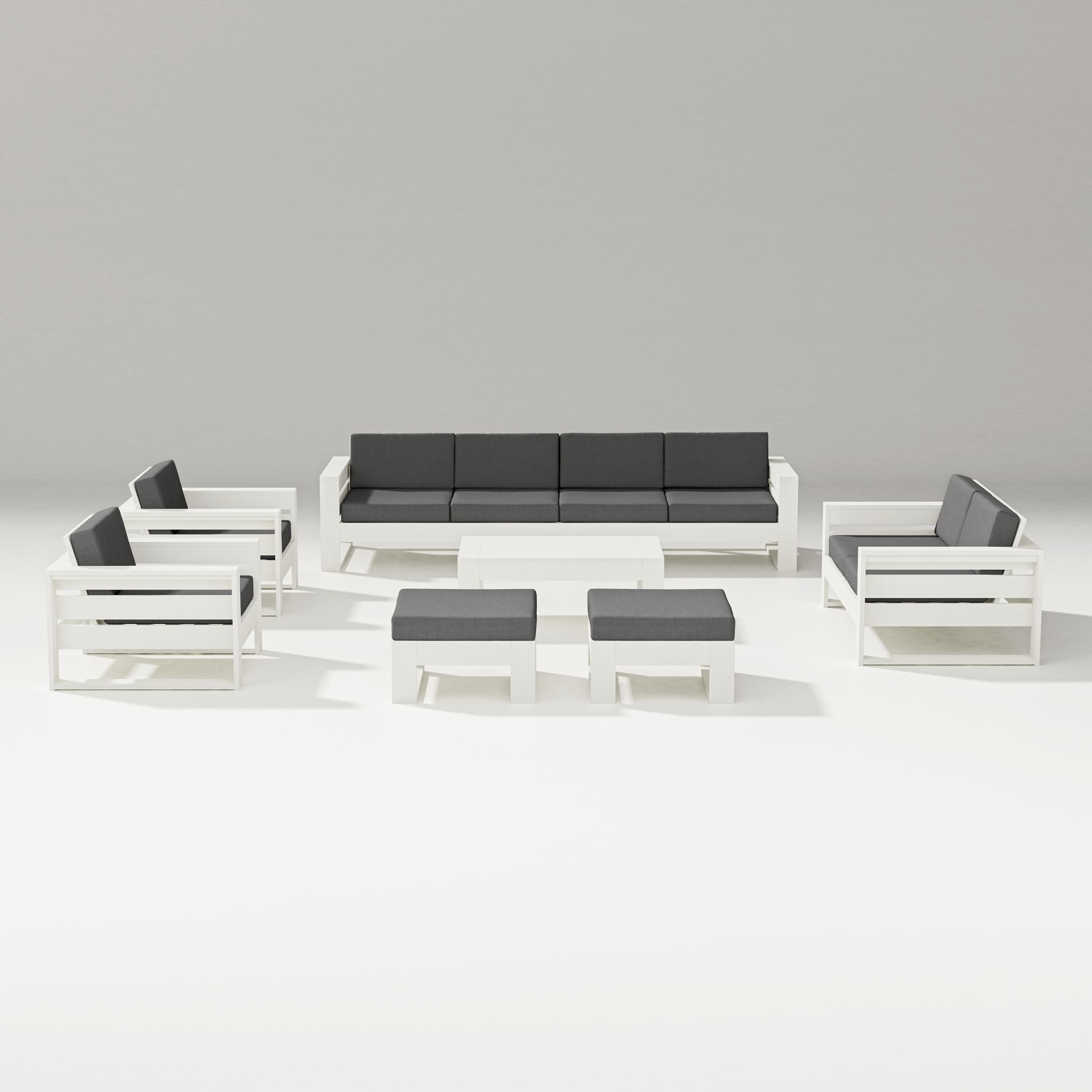 Latitude 8-Piece Lounge Sofa Set in Vintage White / Spectrum Carbon