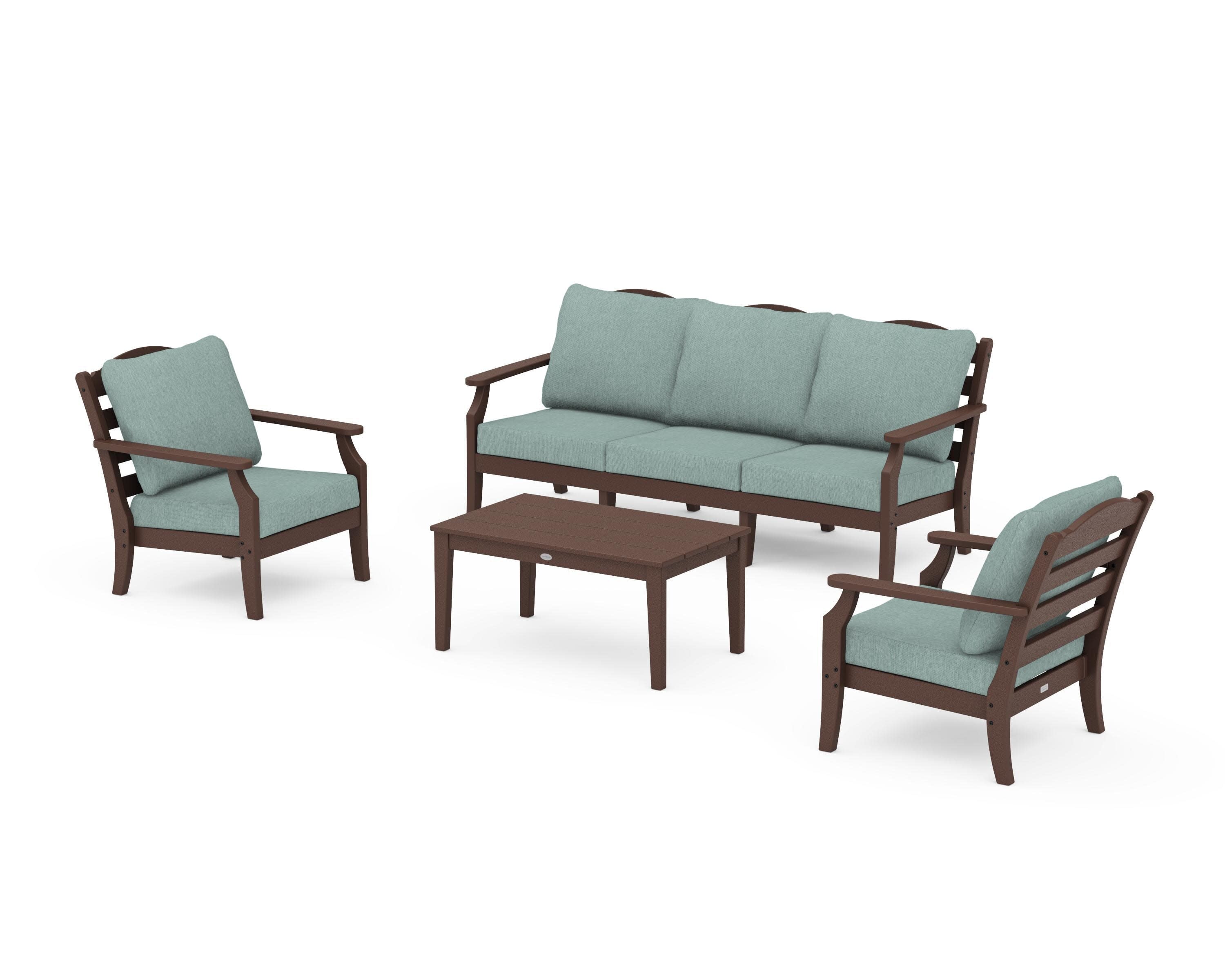 Savannah 4-Piece Deep Seating Set with Sofa in Mahogany / Glacier Spa
