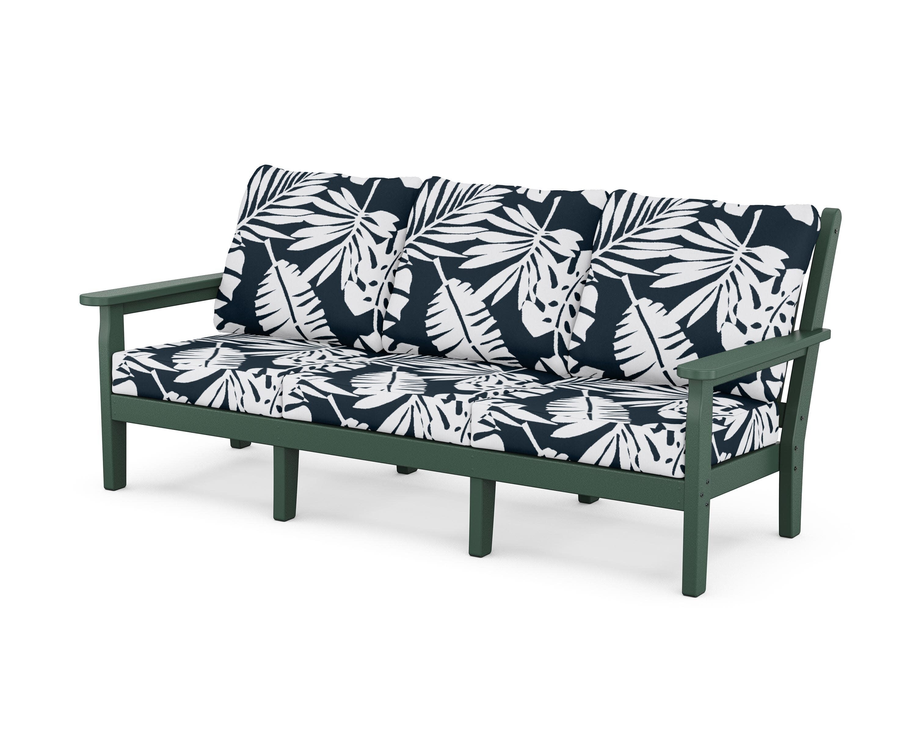 Chippendale Deep Seating Sofa in Green / Leaf Marine Indigo