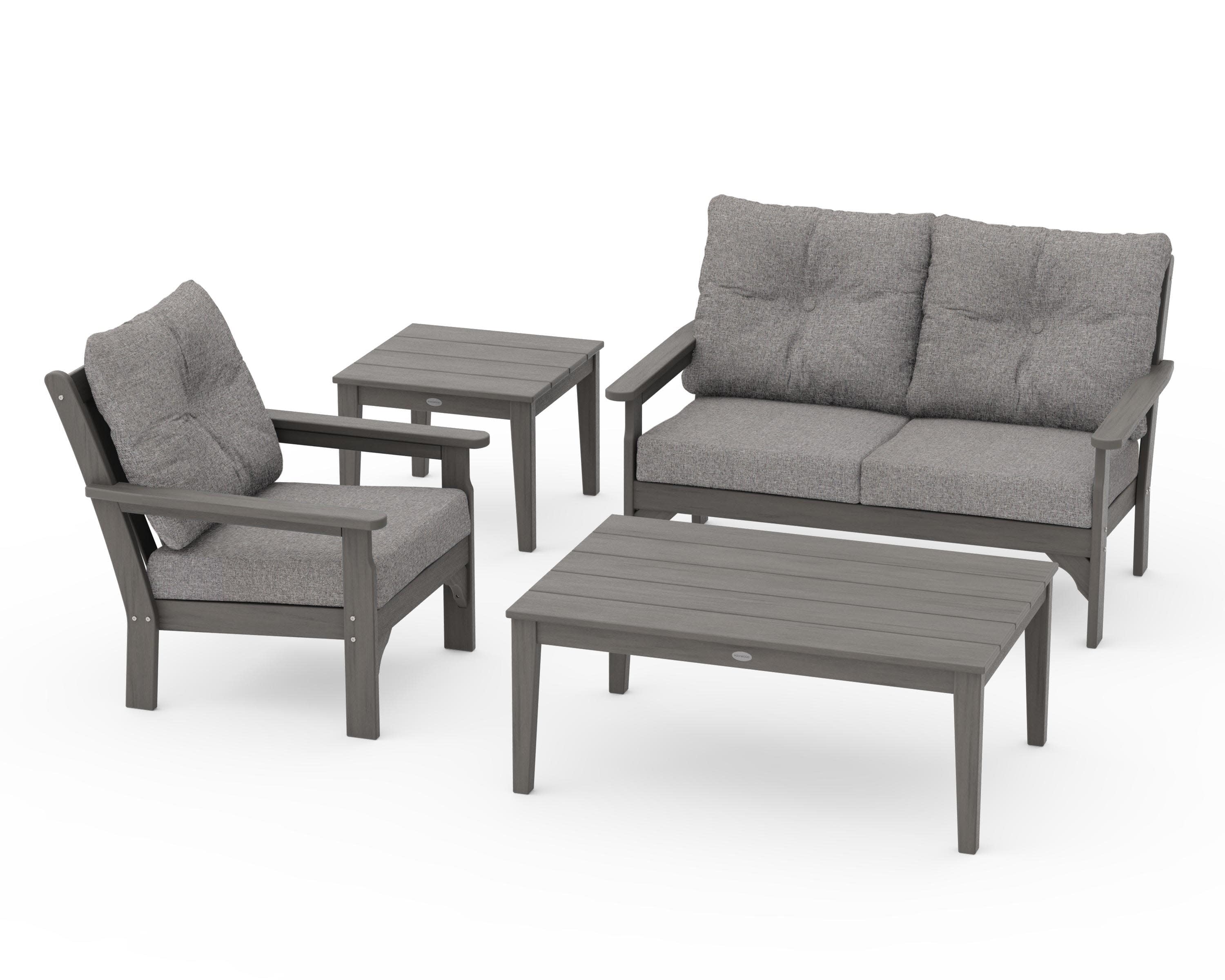 Vineyard 4-Piece Deep Seating Set in Driftwood / Grey Mist