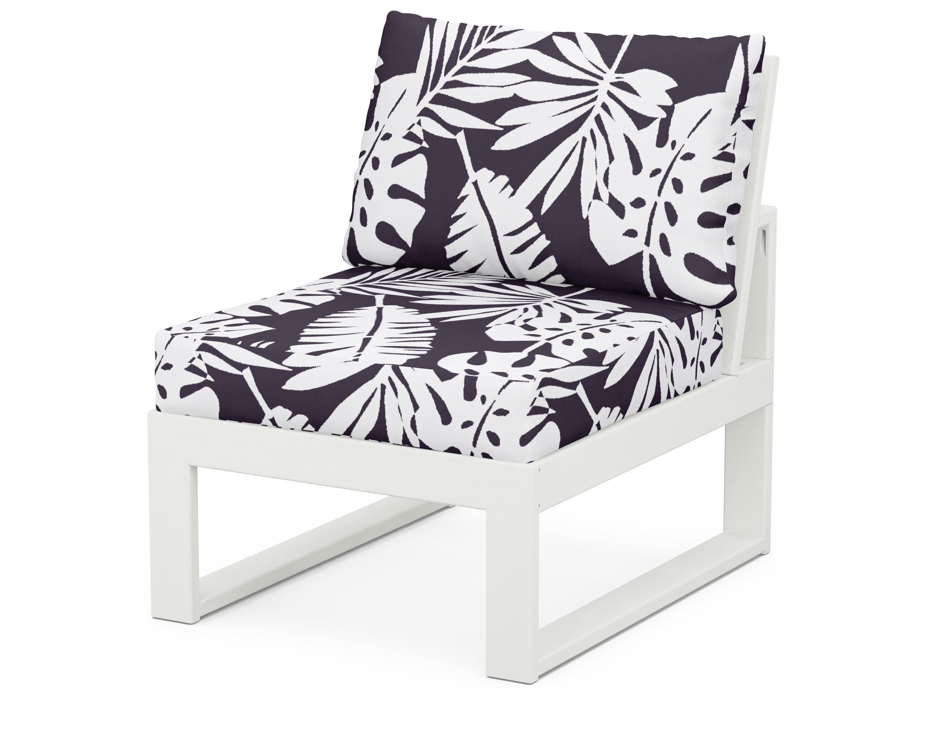 Modular Armless Chair in Vintage White / Leaf Navy