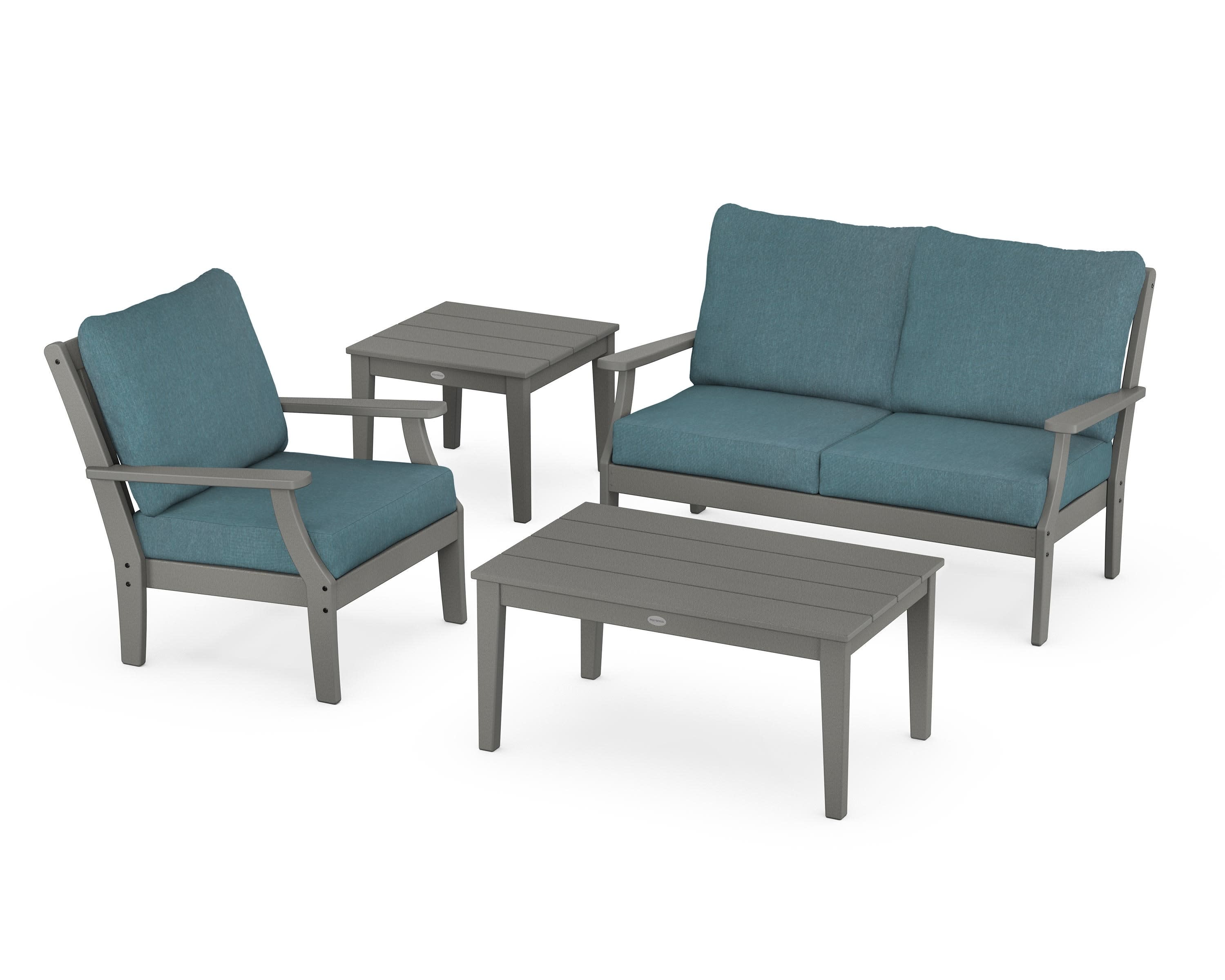 Braxton 4-Piece Deep Seating Set in Slate Grey / Ocean Teal