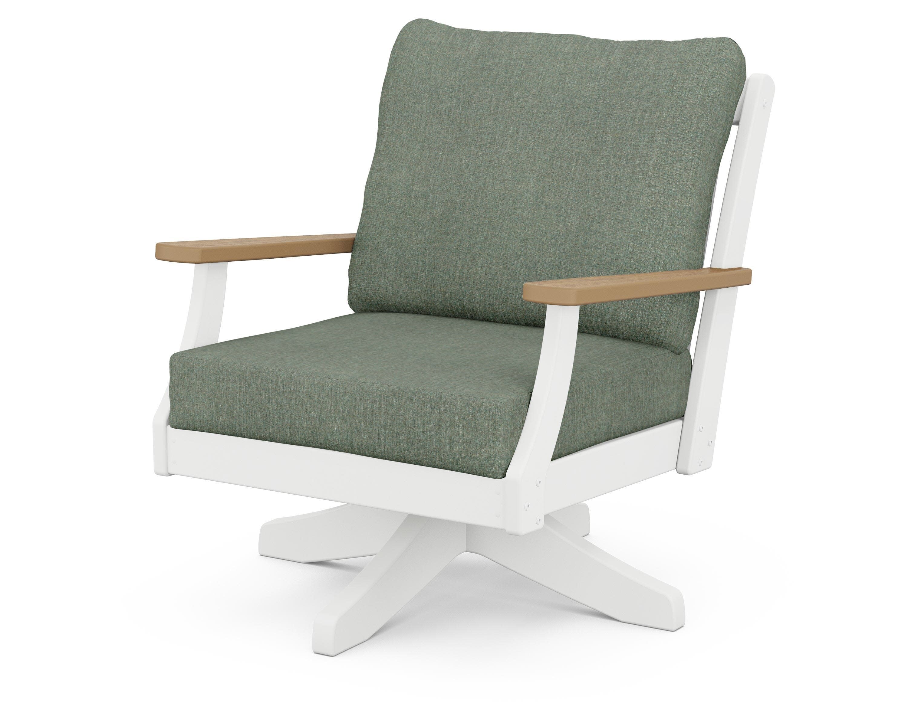Braxton Deep Seating Swivel Chair in White / Natural / Cast Sage