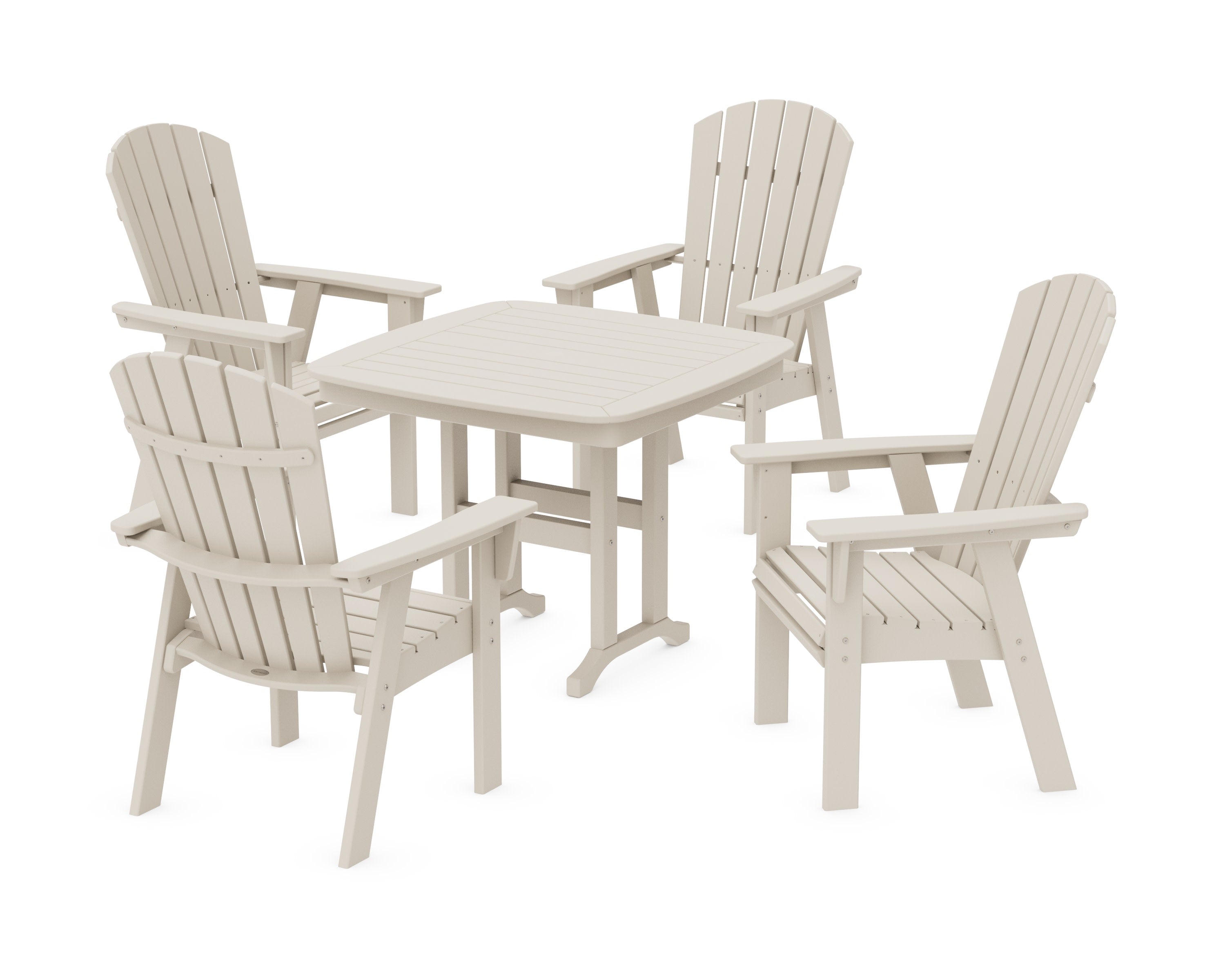 Nautical Curveback Adirondack 5-Piece Dining Set in Sand