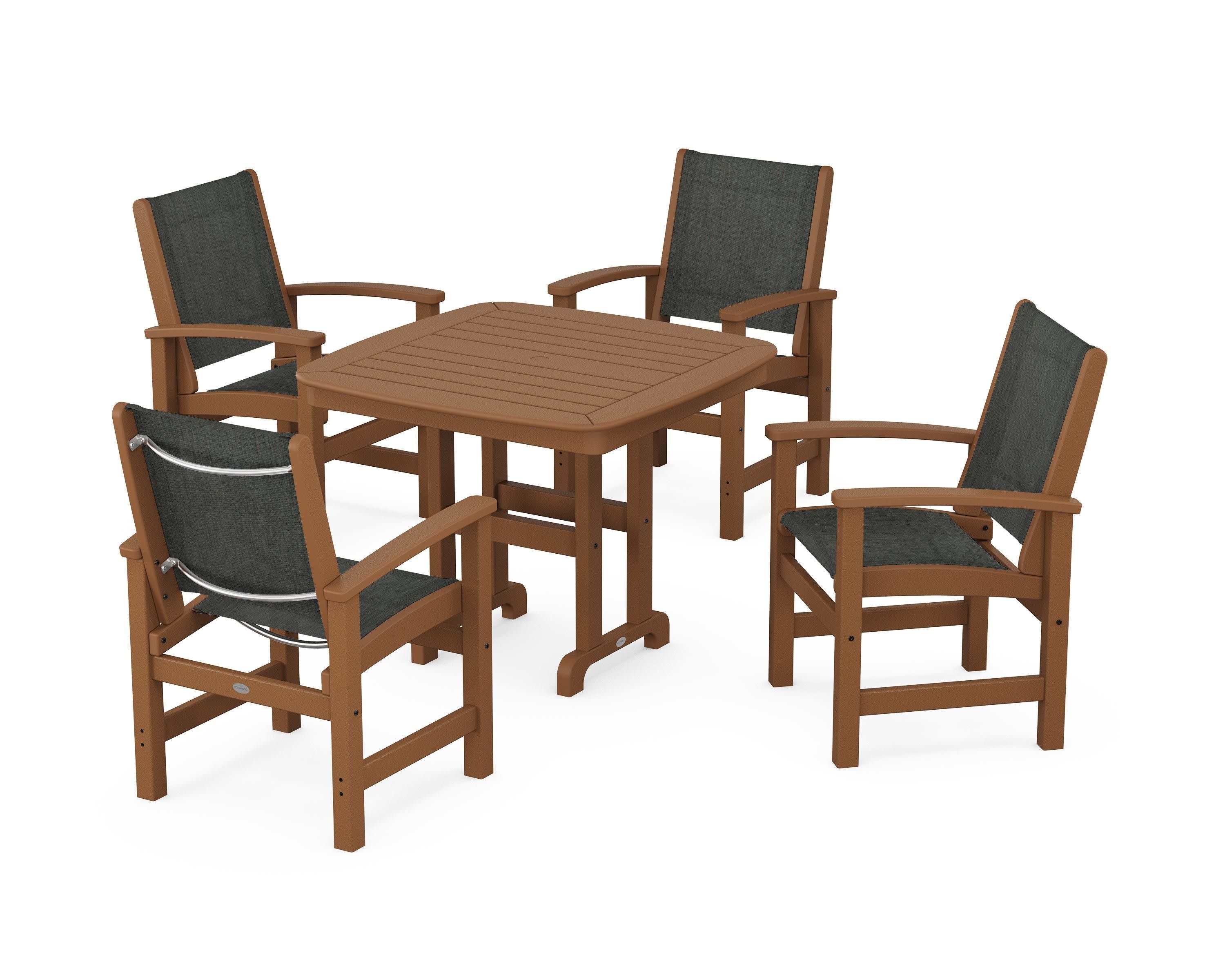 Coastal 5-Piece Dining Set in Teak / Ember Sling