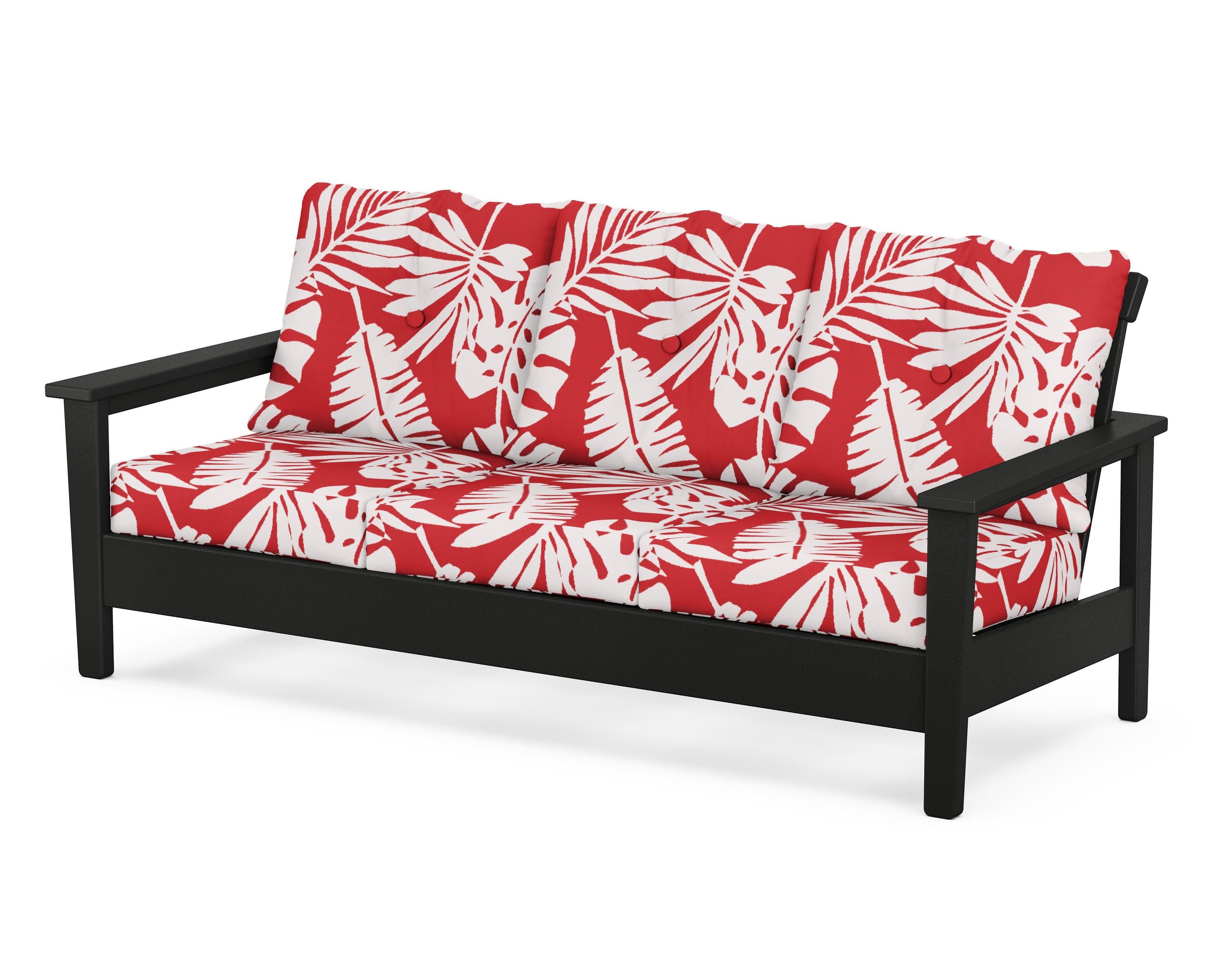 Prescott Deep Seating Sofa in Black / Leaf Crimson