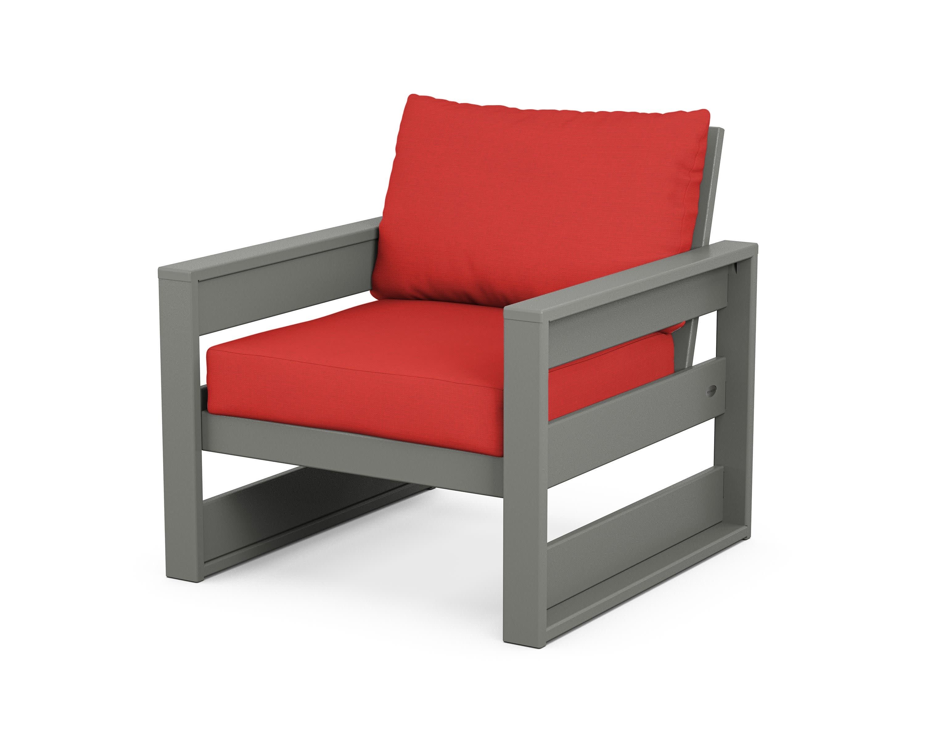 Westport Club Chair in Slate Grey / Crimson Linen