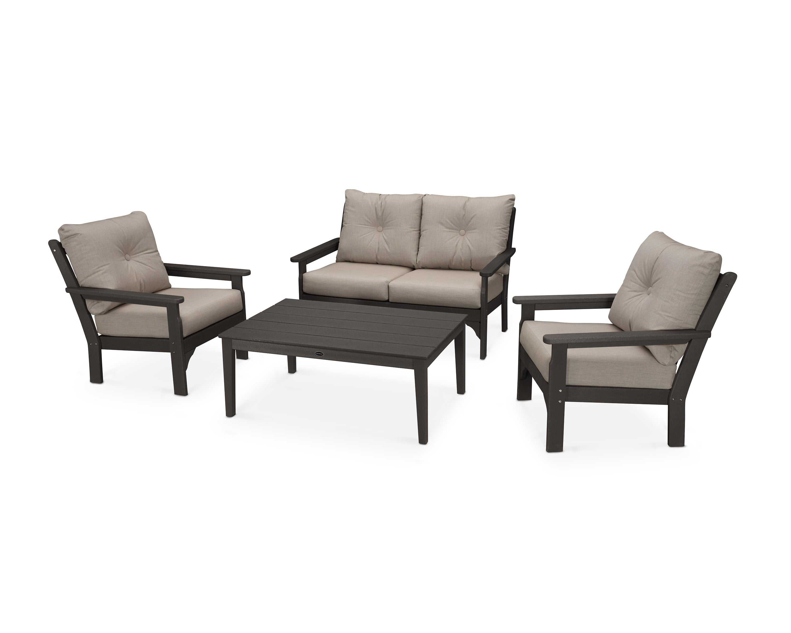Vineyard 4-Piece Deep Seating Set in Vintage Coffee / Cast Ash