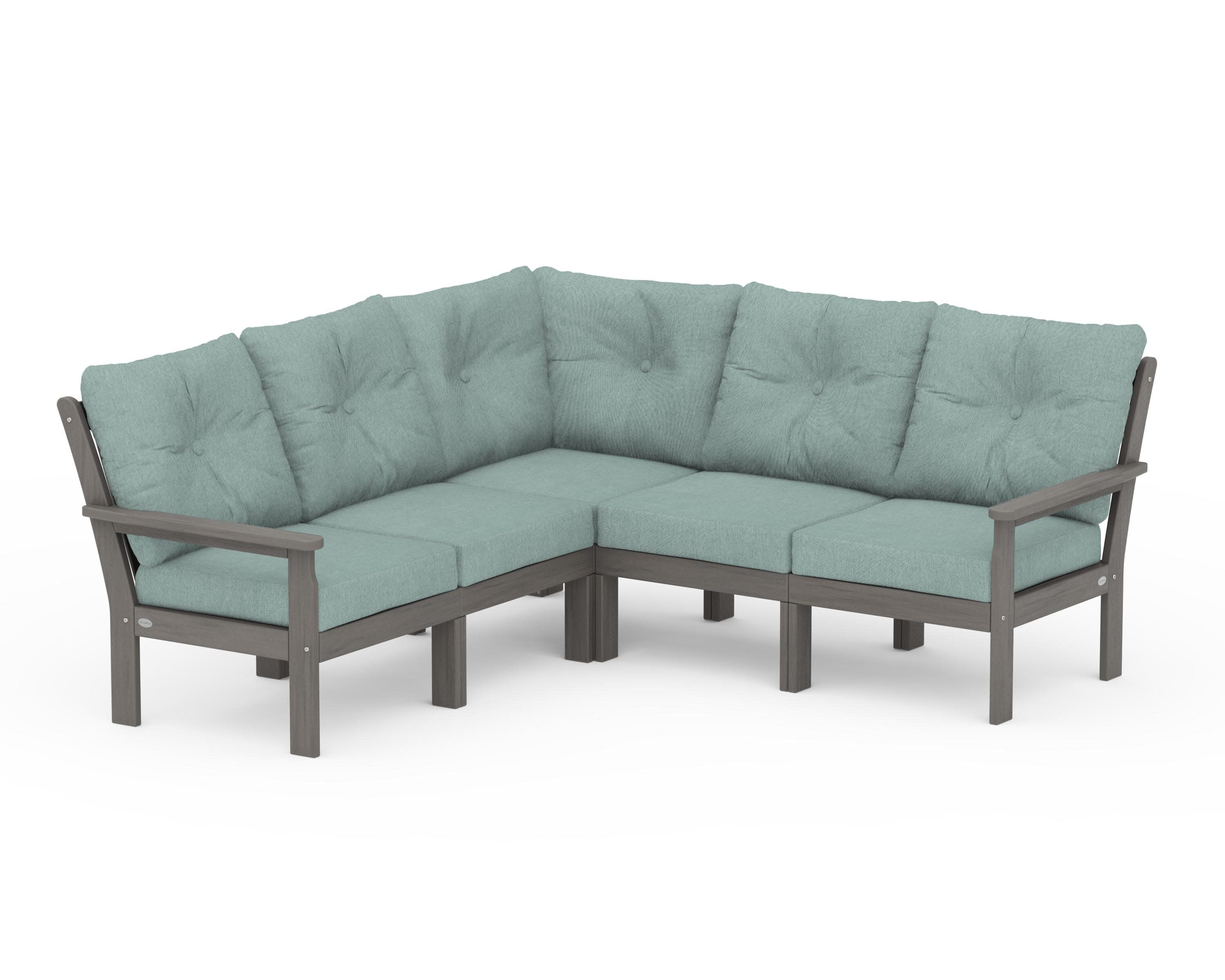 Vineyard 5-Piece Sectional in Driftwood / Glacier Spa