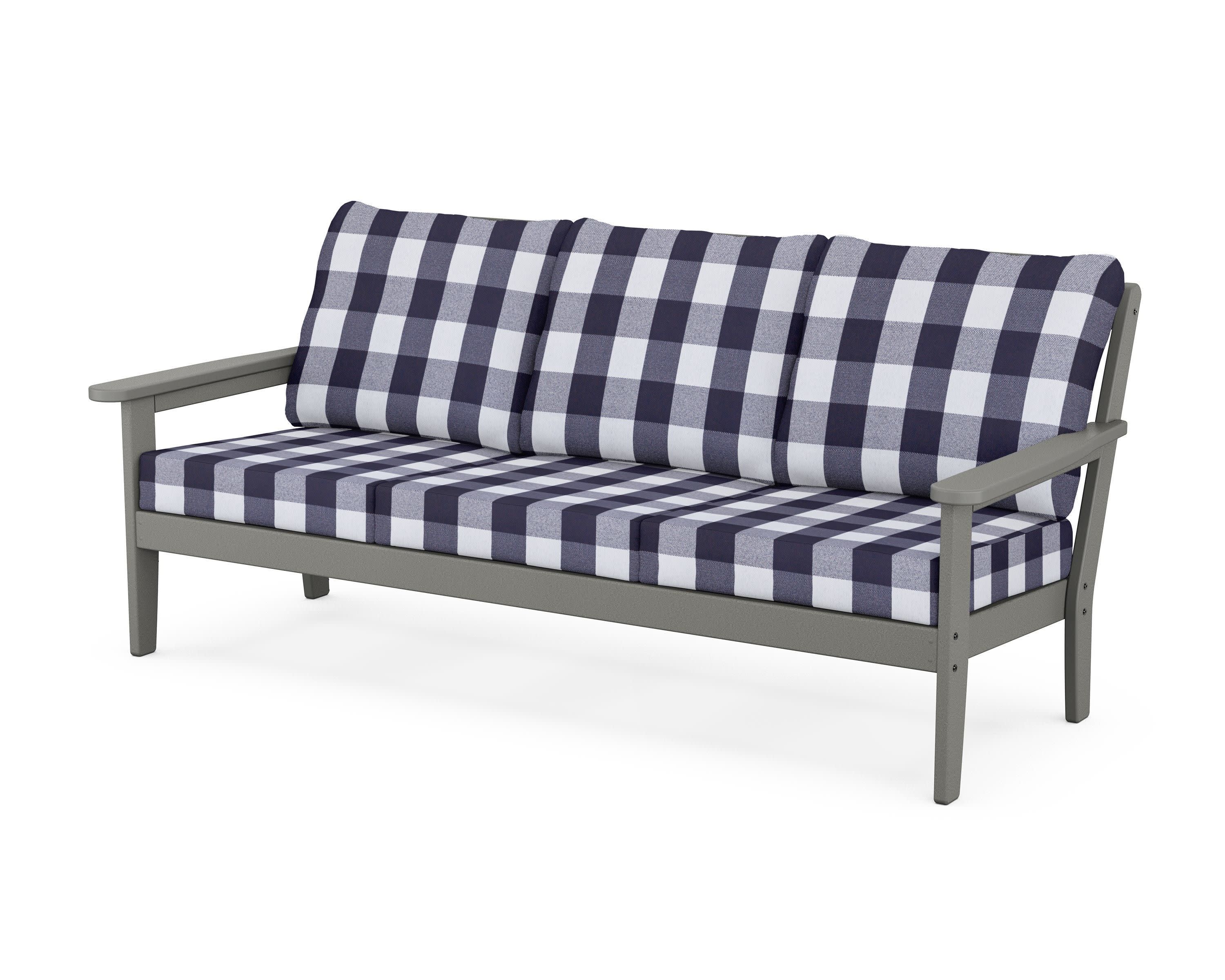 Cottage Deep Seating Sofa in Slate Grey / Buffalo Plaid Navy