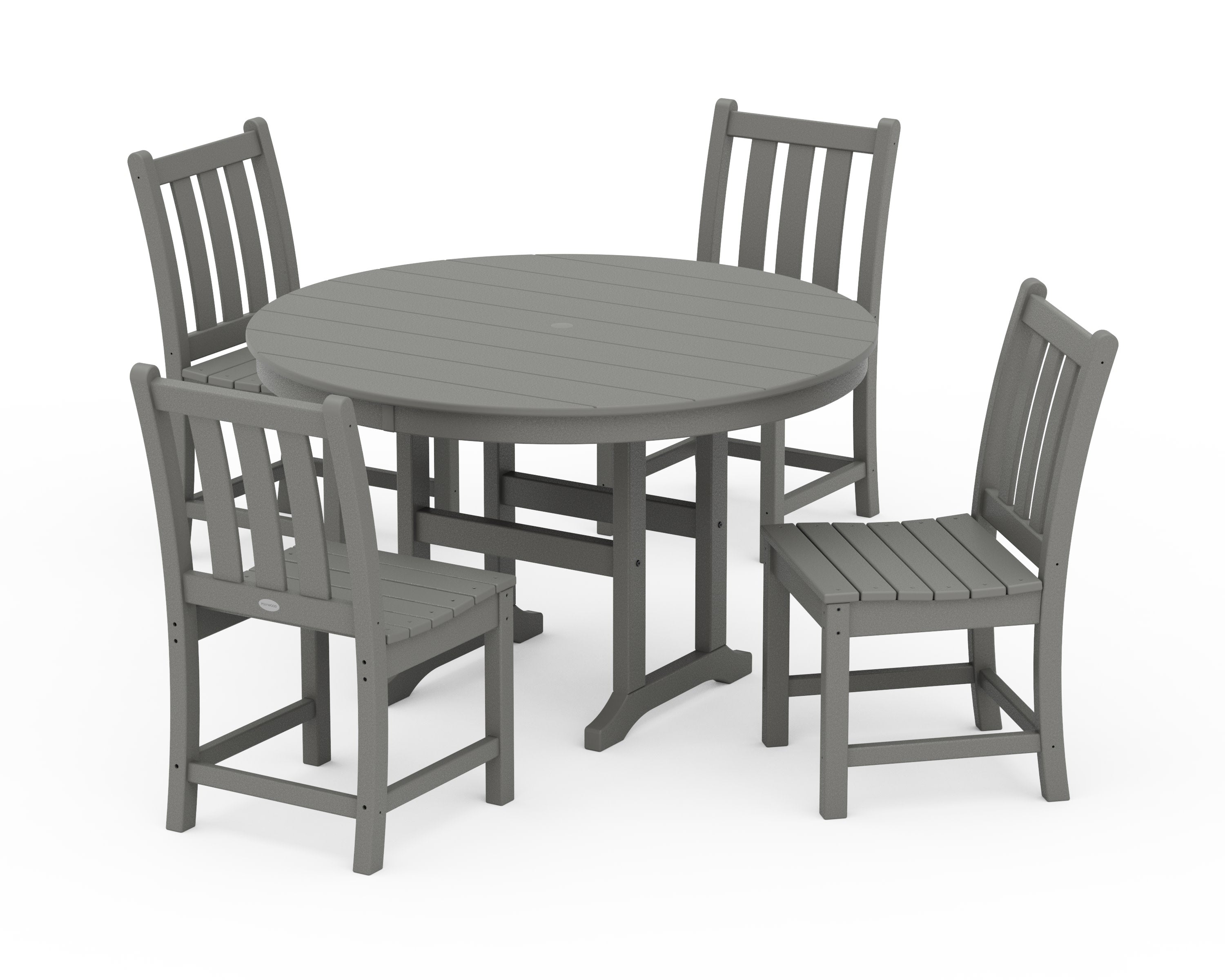 Traditional Garden Side Chair 5-Piece Round Farmhouse Dining Set in Slate Grey
