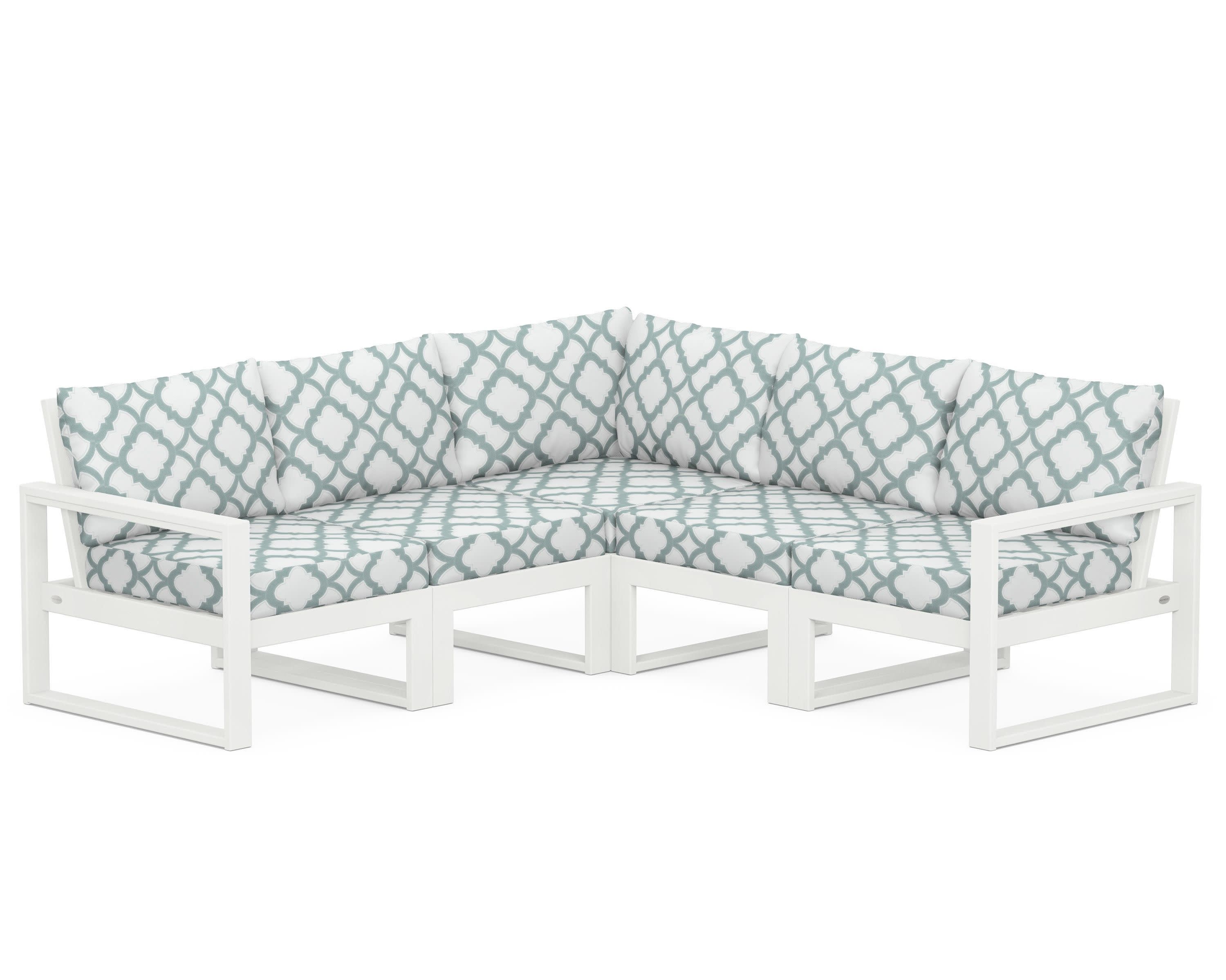 EDGE 5-Piece Modular Deep Seating Set in Vintage White / Trellis Glacier Spa