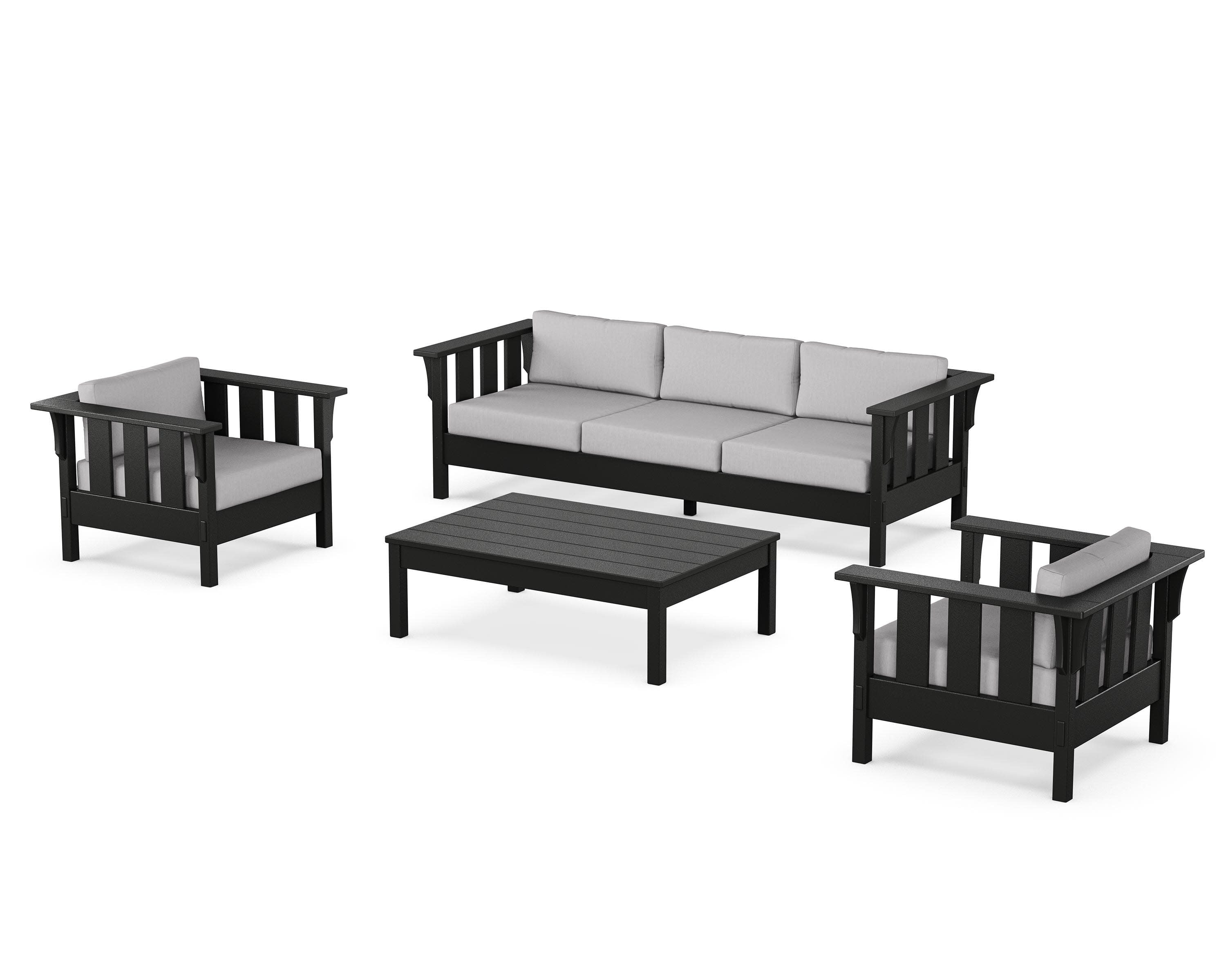 Acadia 4-Piece Deep Seating Set with Sofa in Black / Granite