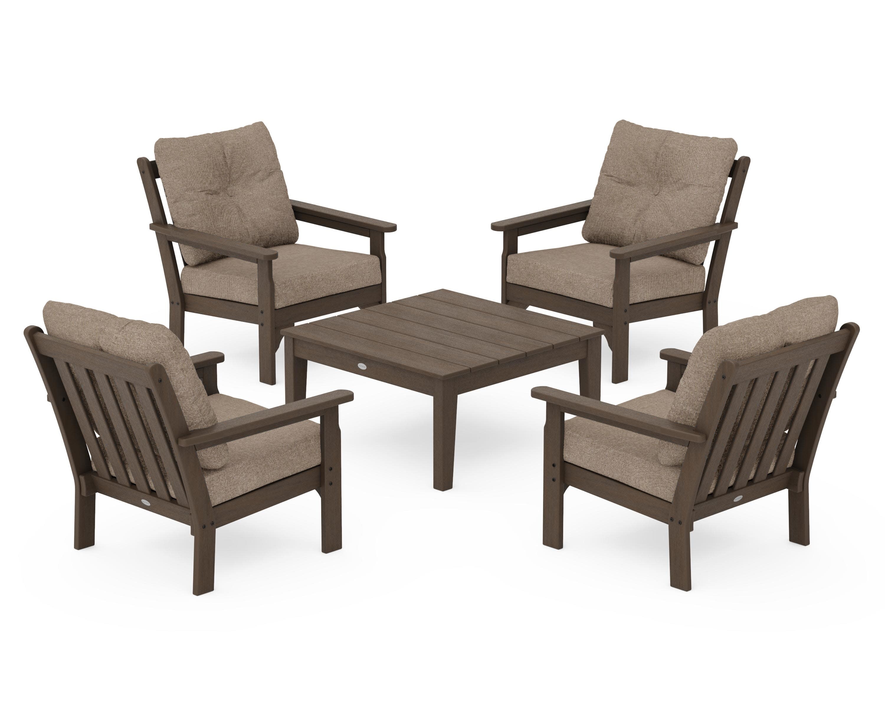 Vineyard 5-Piece Deep Seating Conversation Set in Kona / Spiced Burlap