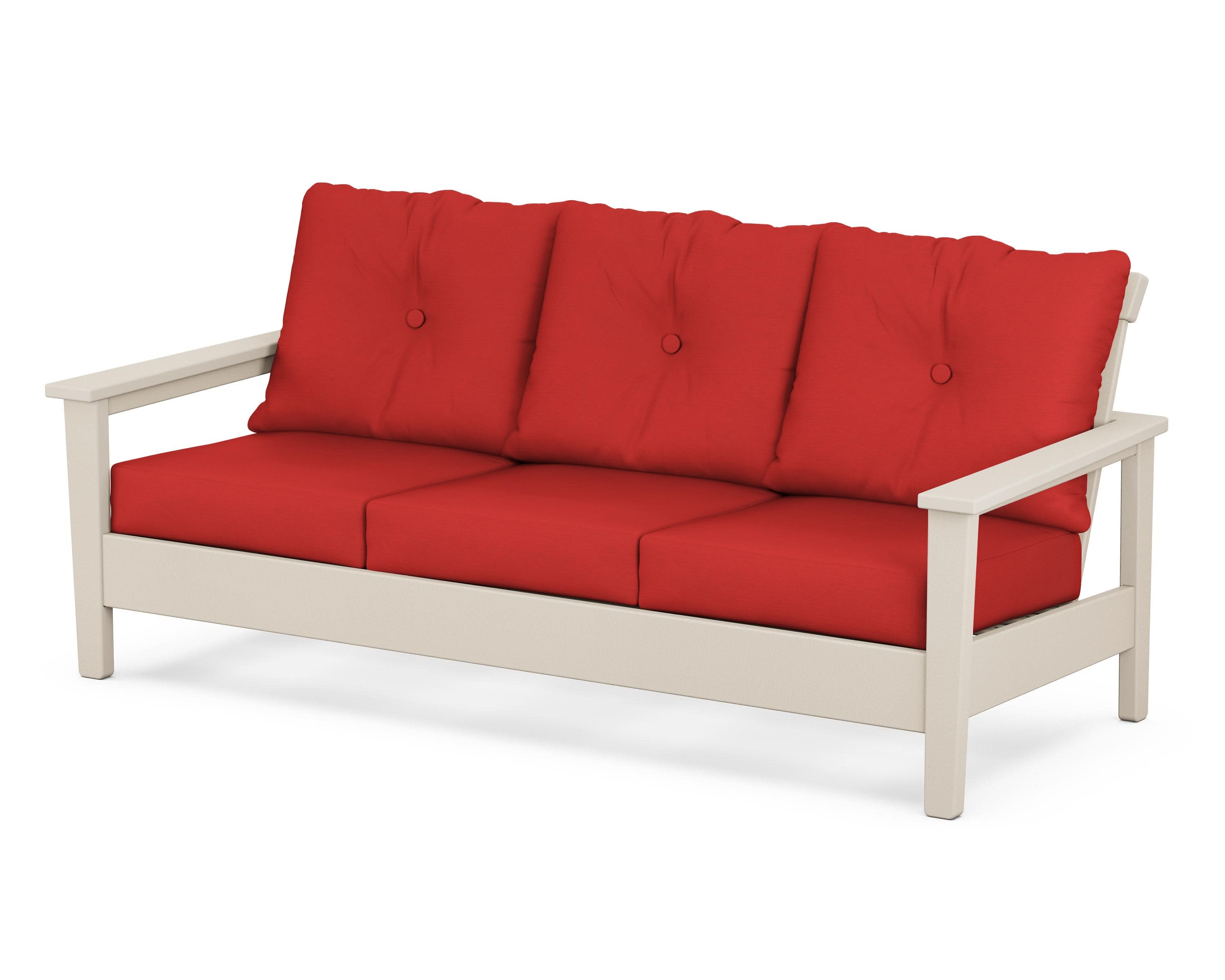 Prescott Deep Seating Sofa in Sand / Crimson Linen