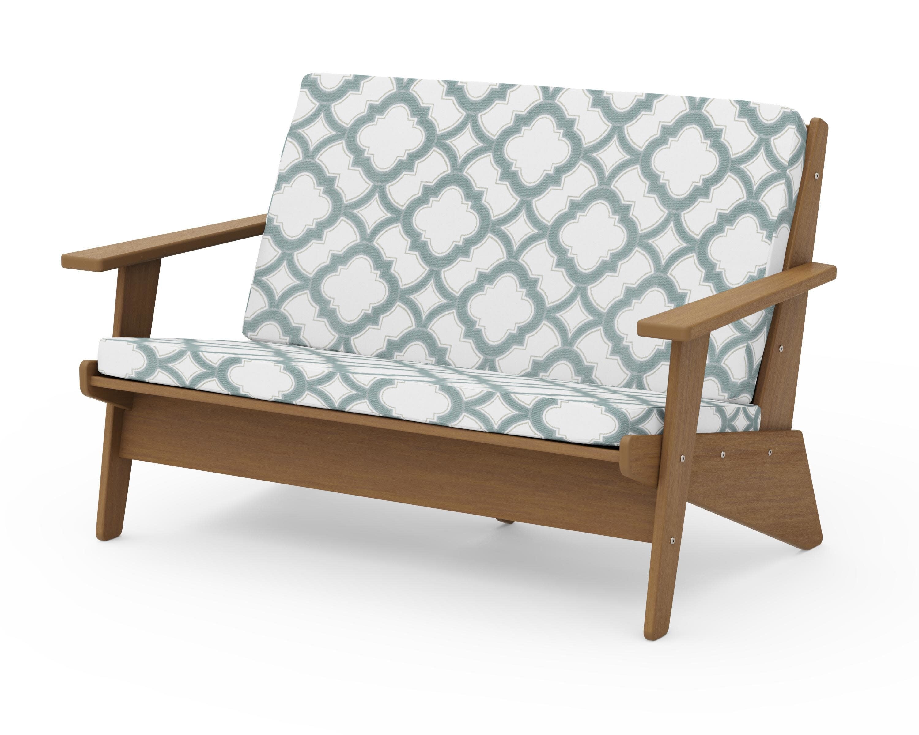 Riviera Modern Lounge Loveseat in Natural / Trellis Glacier Spa