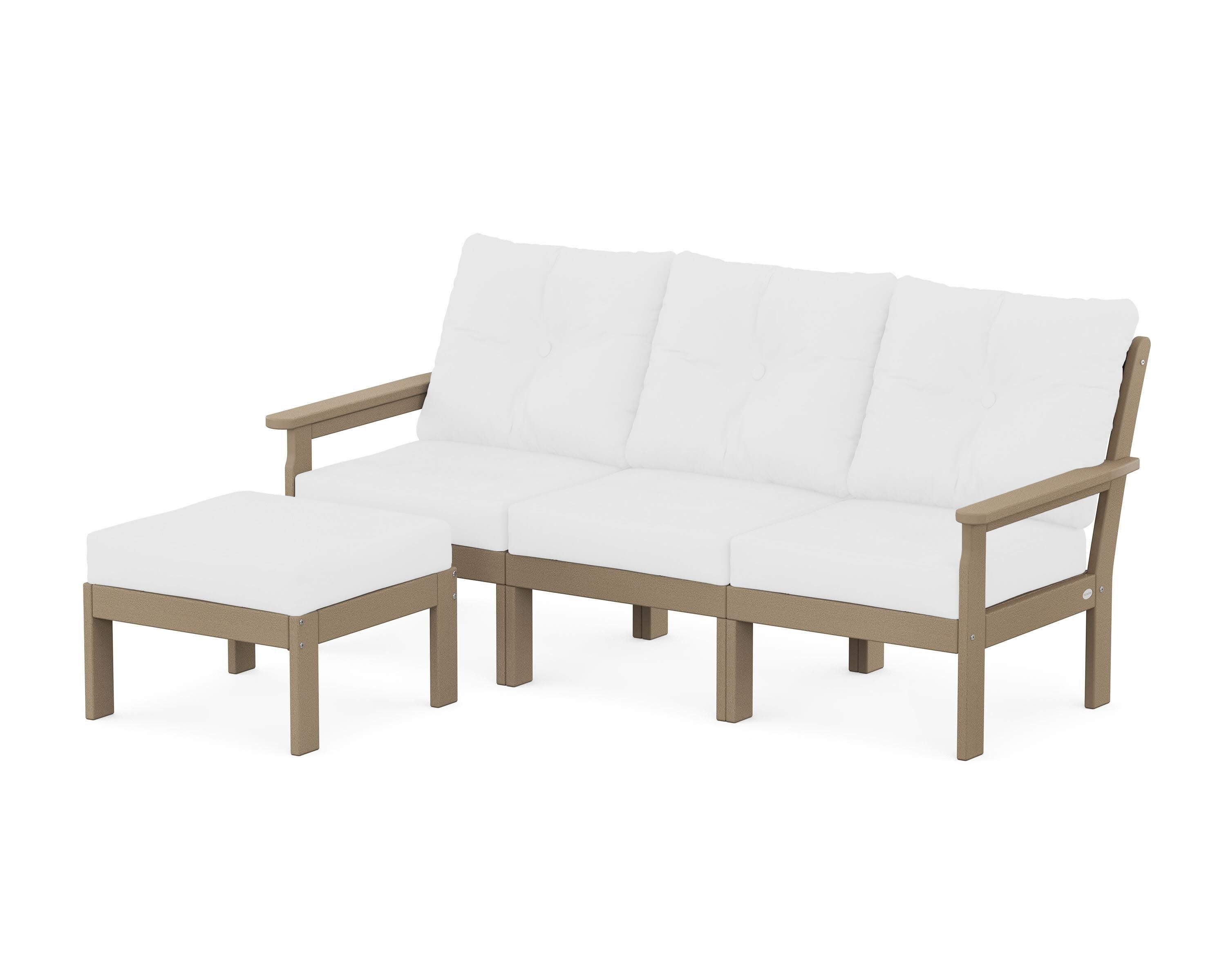 Vineyard 4-Piece Sectional with Ottoman in Vintage Sahara / Natural