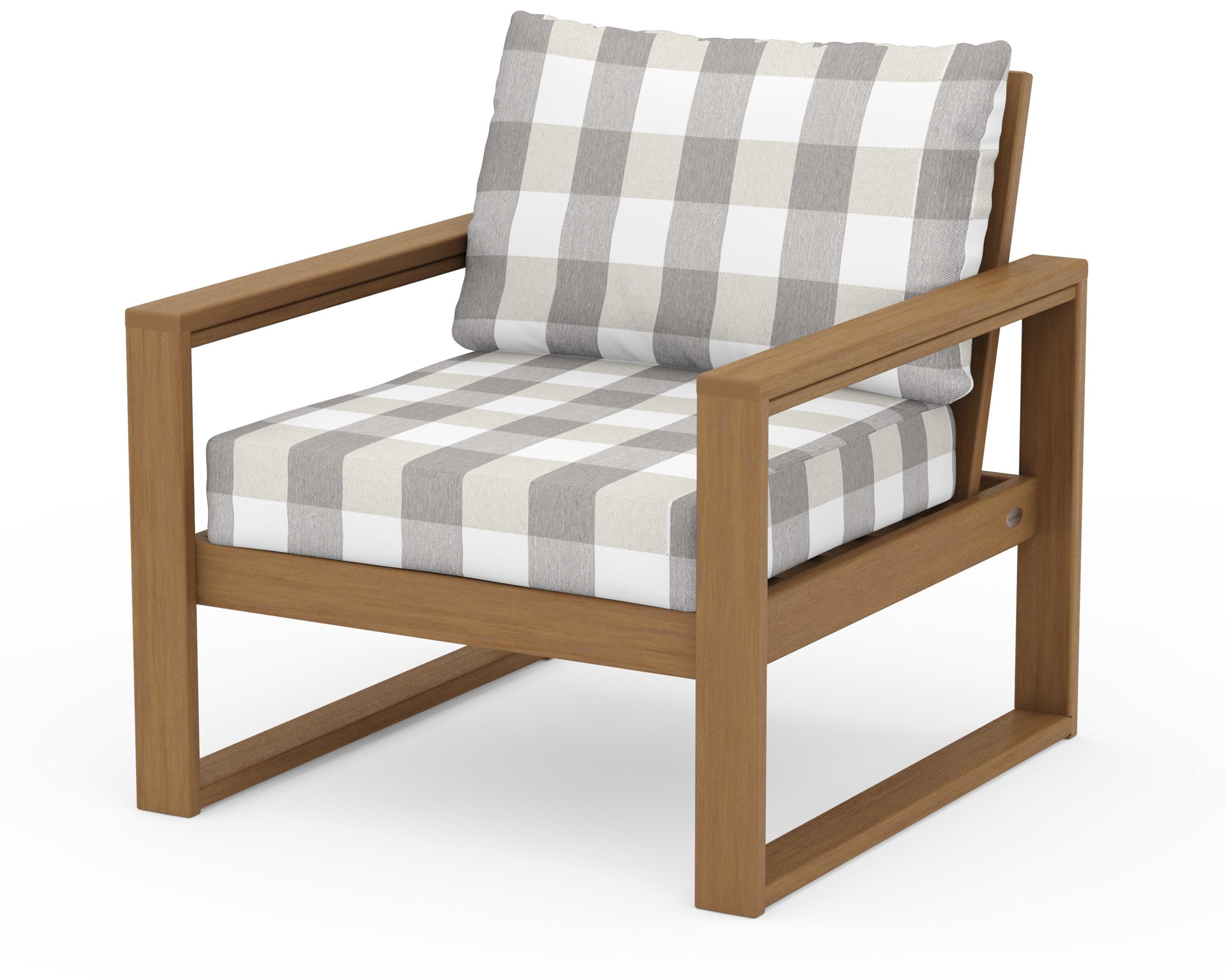 EDGE Club Chair in Natural / Buffalo Plaid Grey Mist