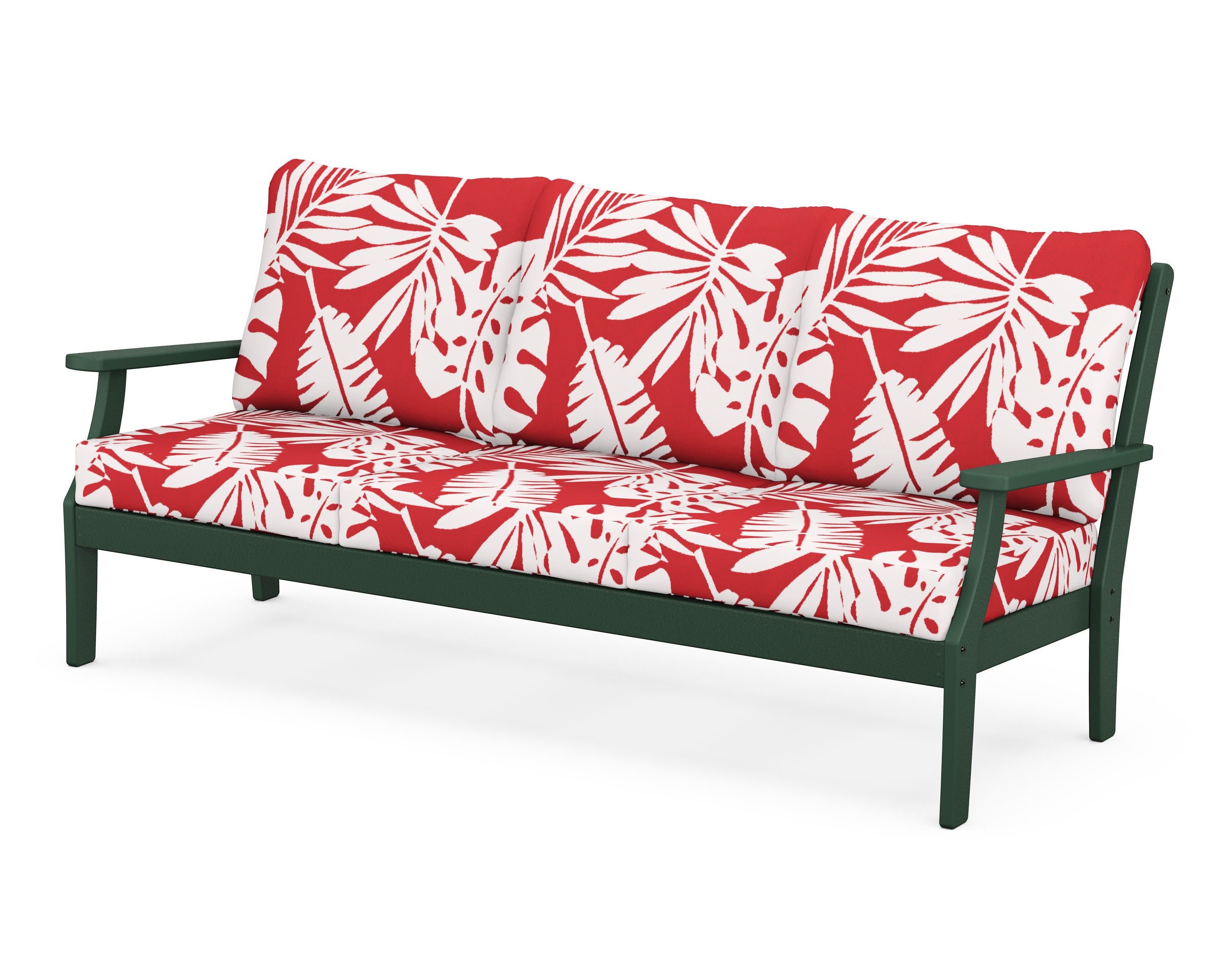 Braxton Deep Seating Sofa in Green / Leaf Crimson