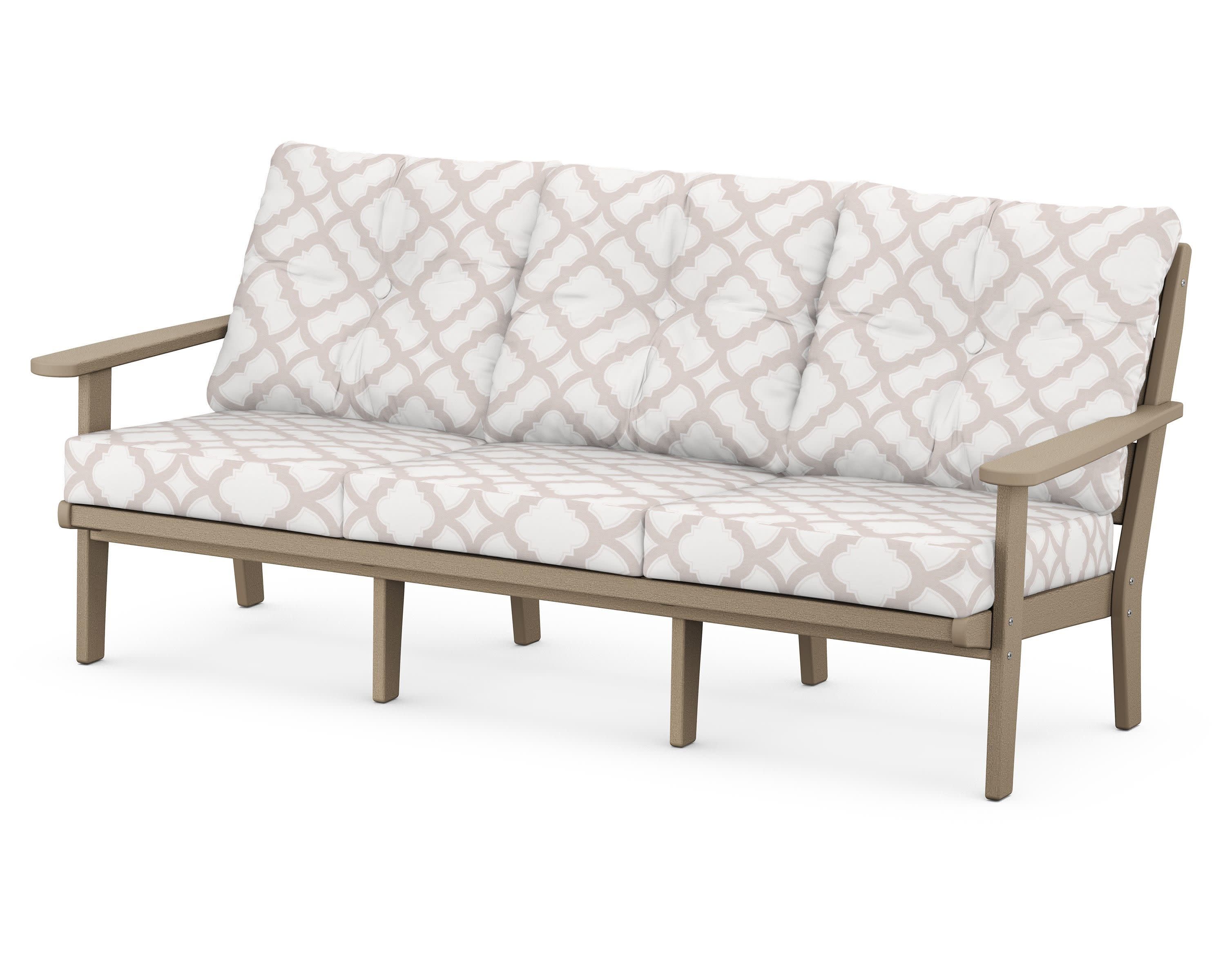 Lakeside Deep Seating Sofa in Vintage Sahara / Trellis Dune Burlap