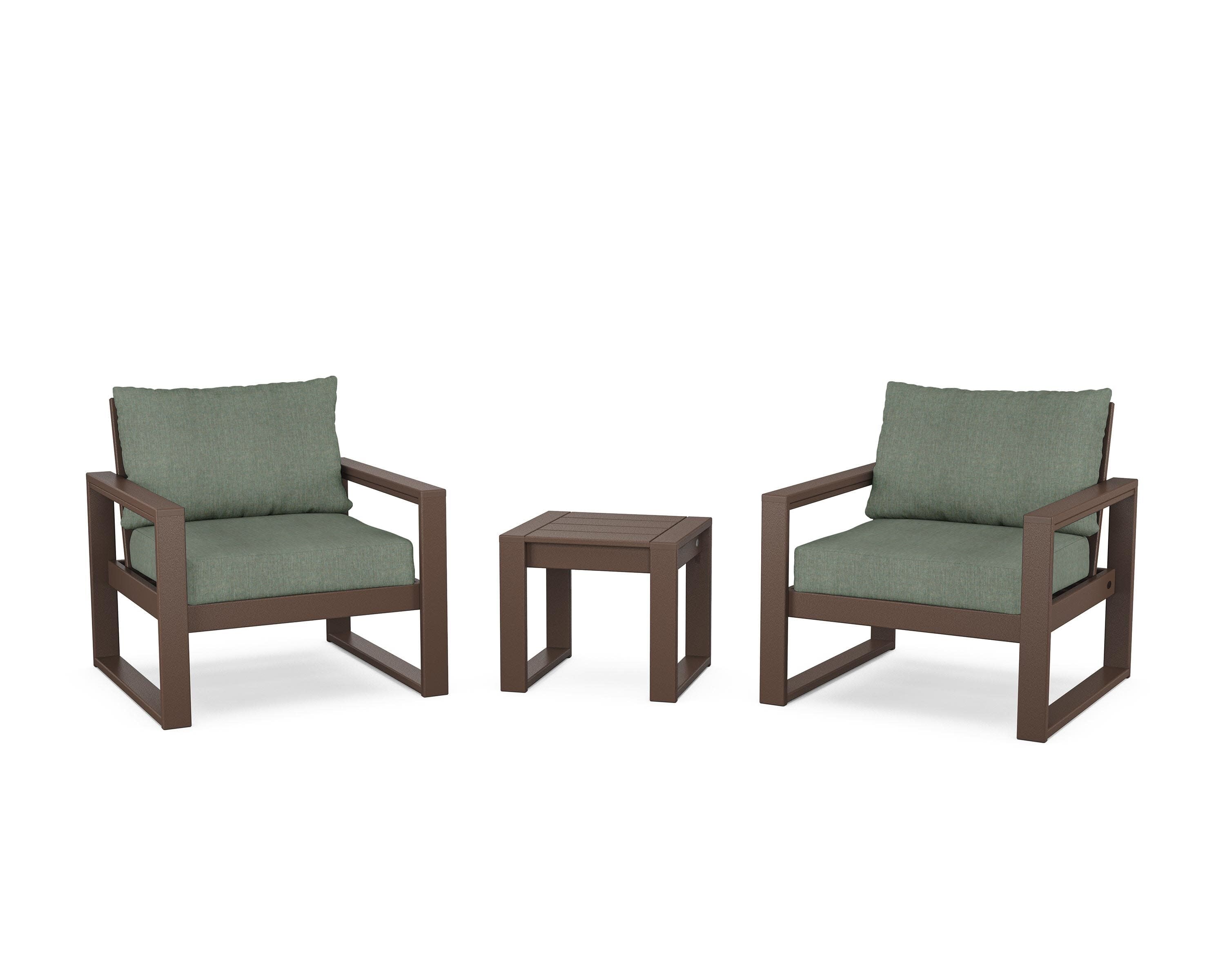 EDGE Sectional 3-Piece Deep Seating Set in Mahogany / Cast Sage