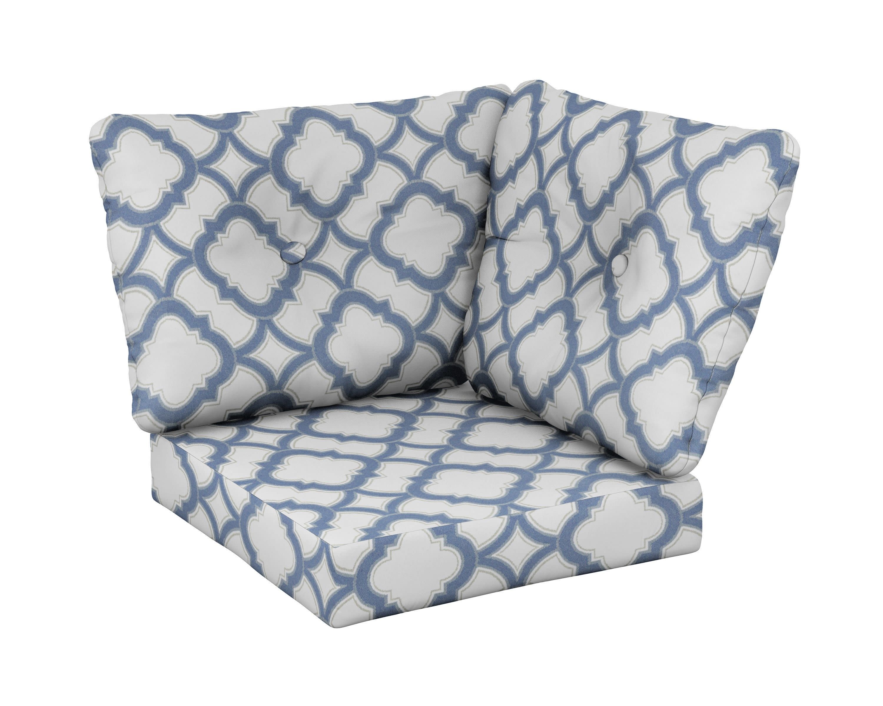 Modular Corner Cushion in Trellis Sky Blue