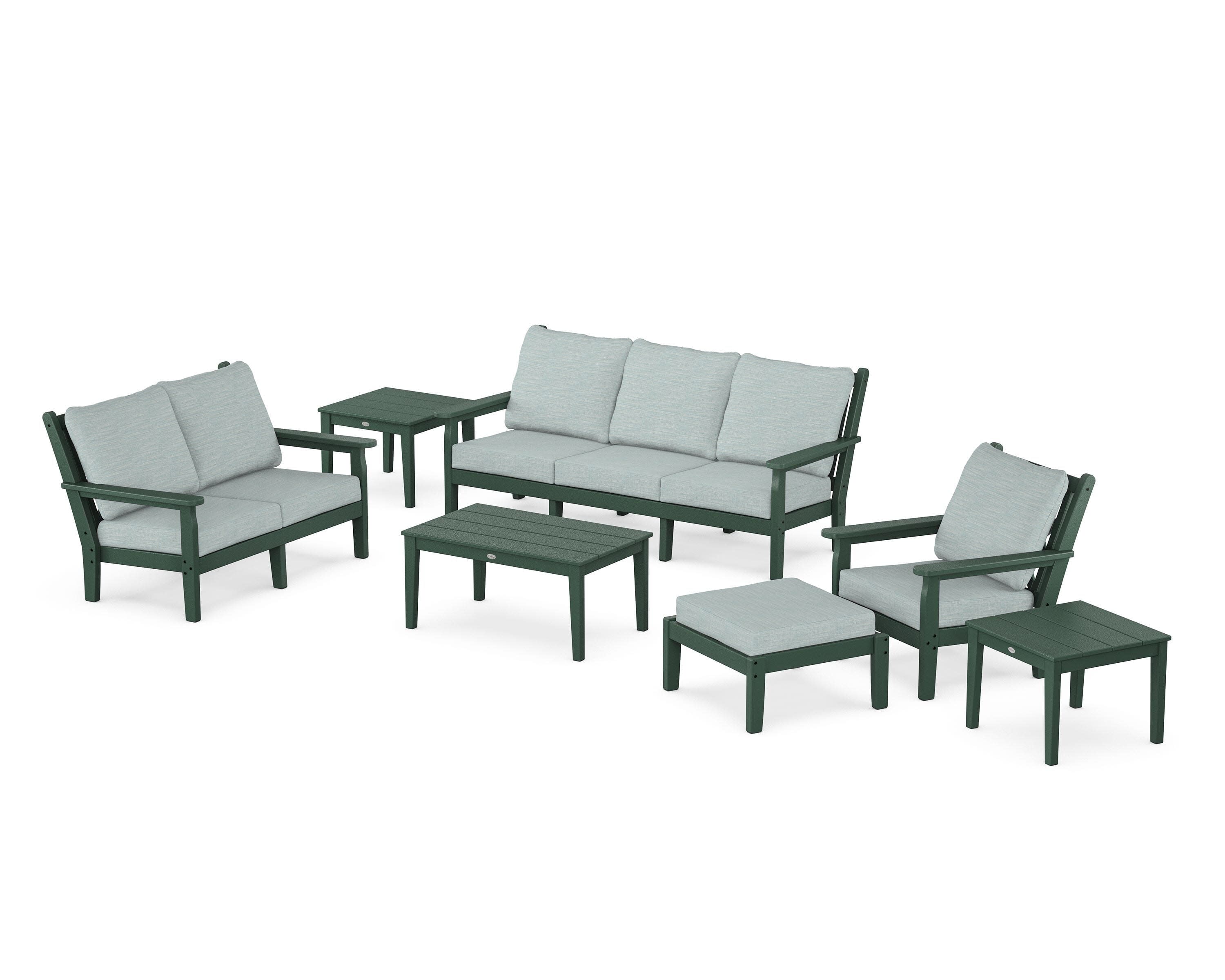 Chippendale 7-Piece Deep Seating Set in Green / Soothe Mist