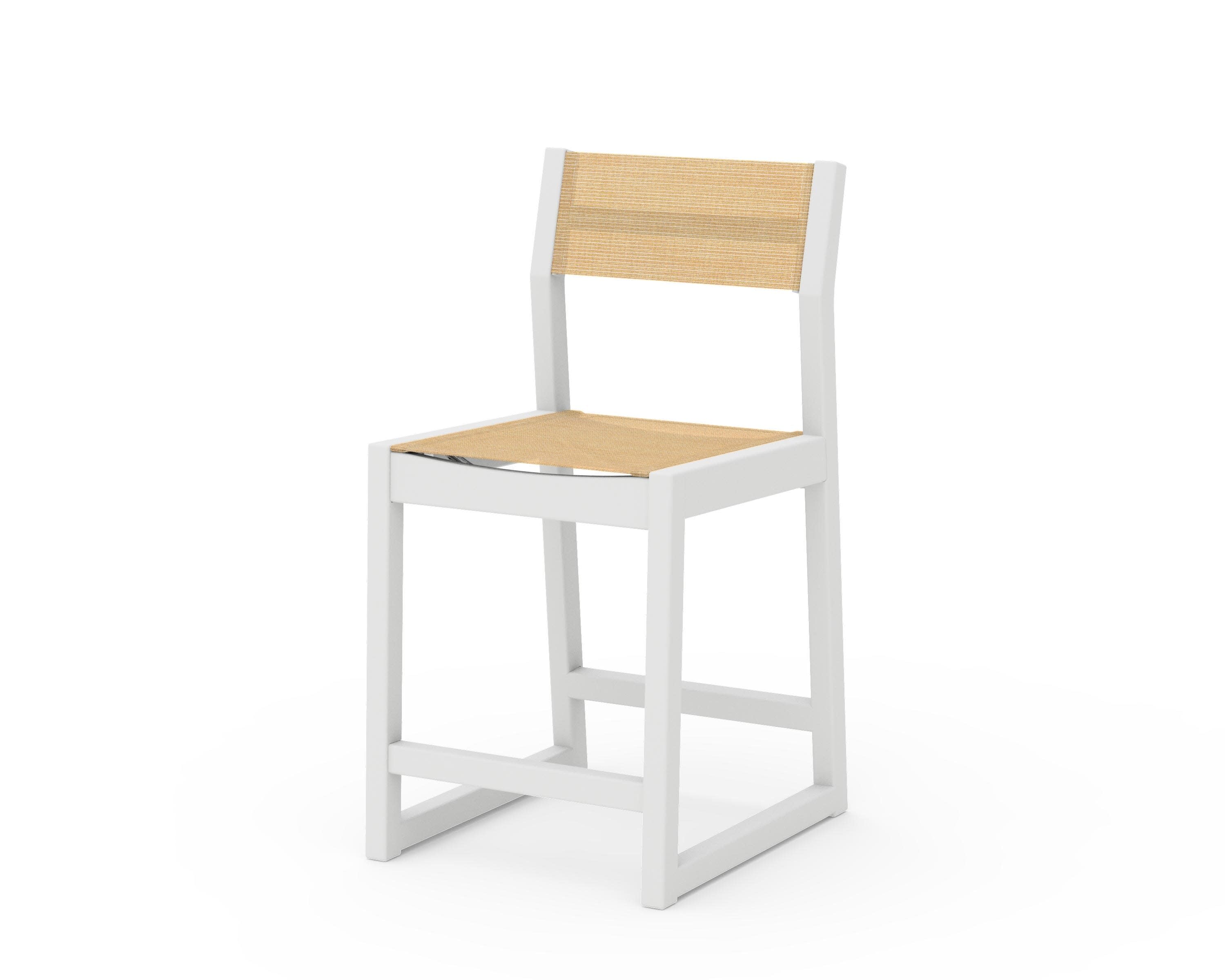 EDGE Sling Counter Side Chair in White / Dupioni Apricot Sling