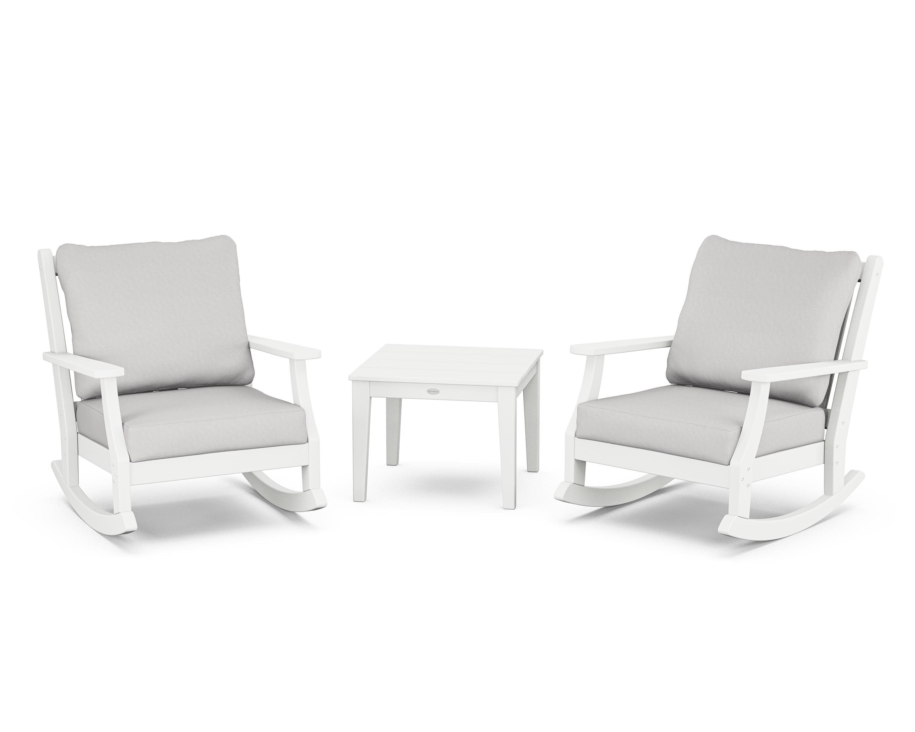 Wovendale 3-Piece Deep Seating Rocker Set in White / Diamond in the Rough