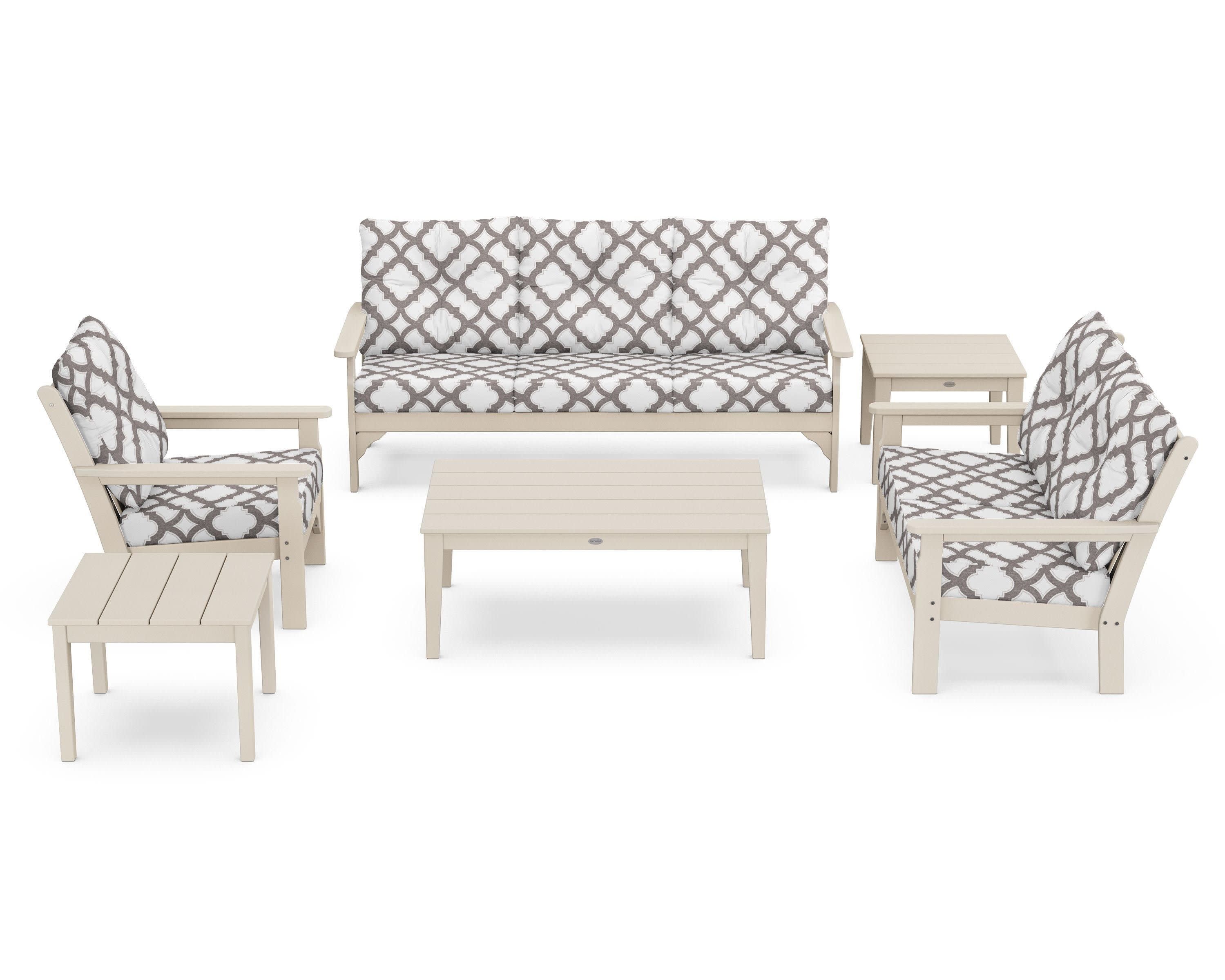 Vineyard 6-Piece Deep Seating Set in Sand / Trellis Grey Mist