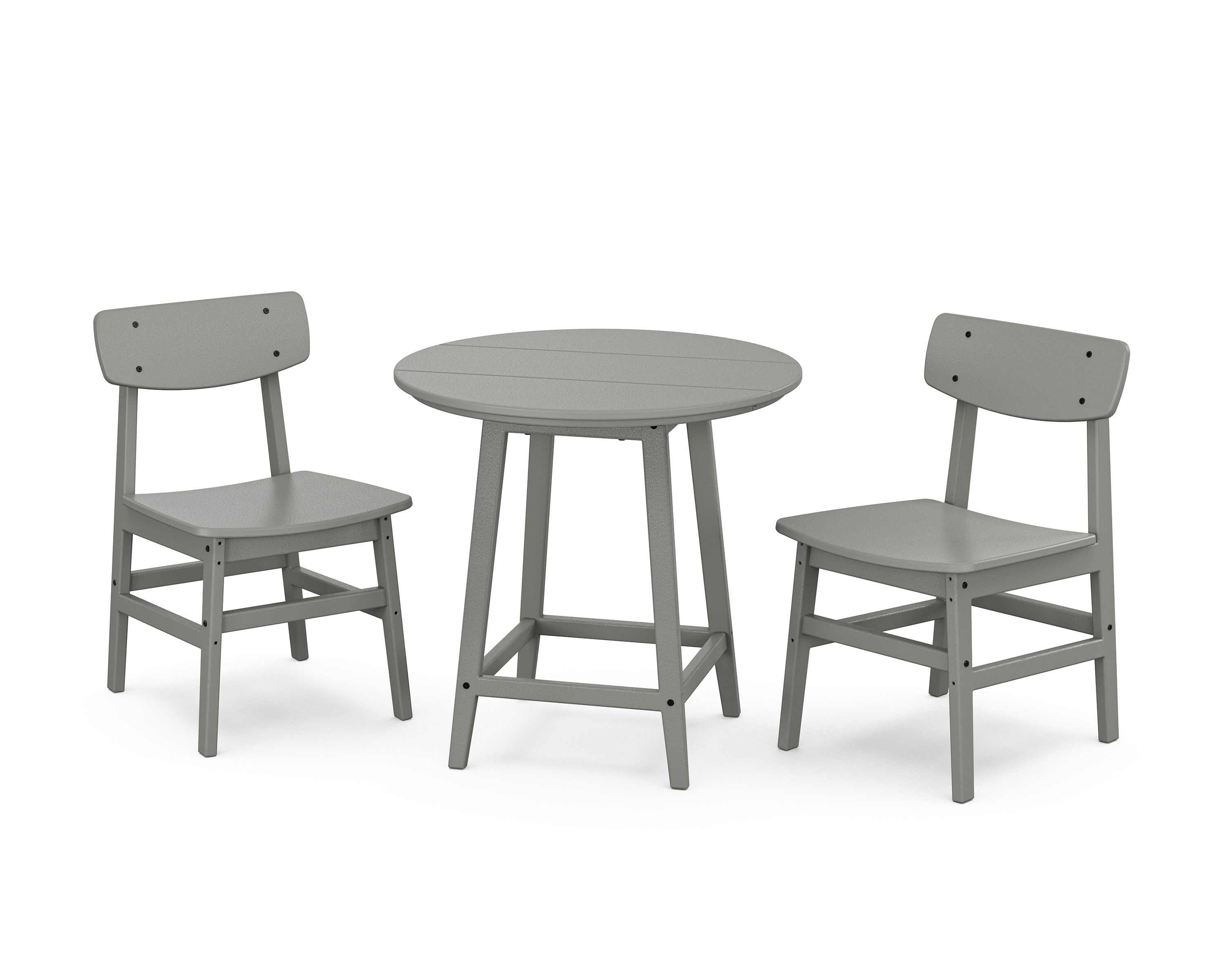 Modern Studio Urban Chair 3-Piece Round Bistro Dining Set in Slate Grey