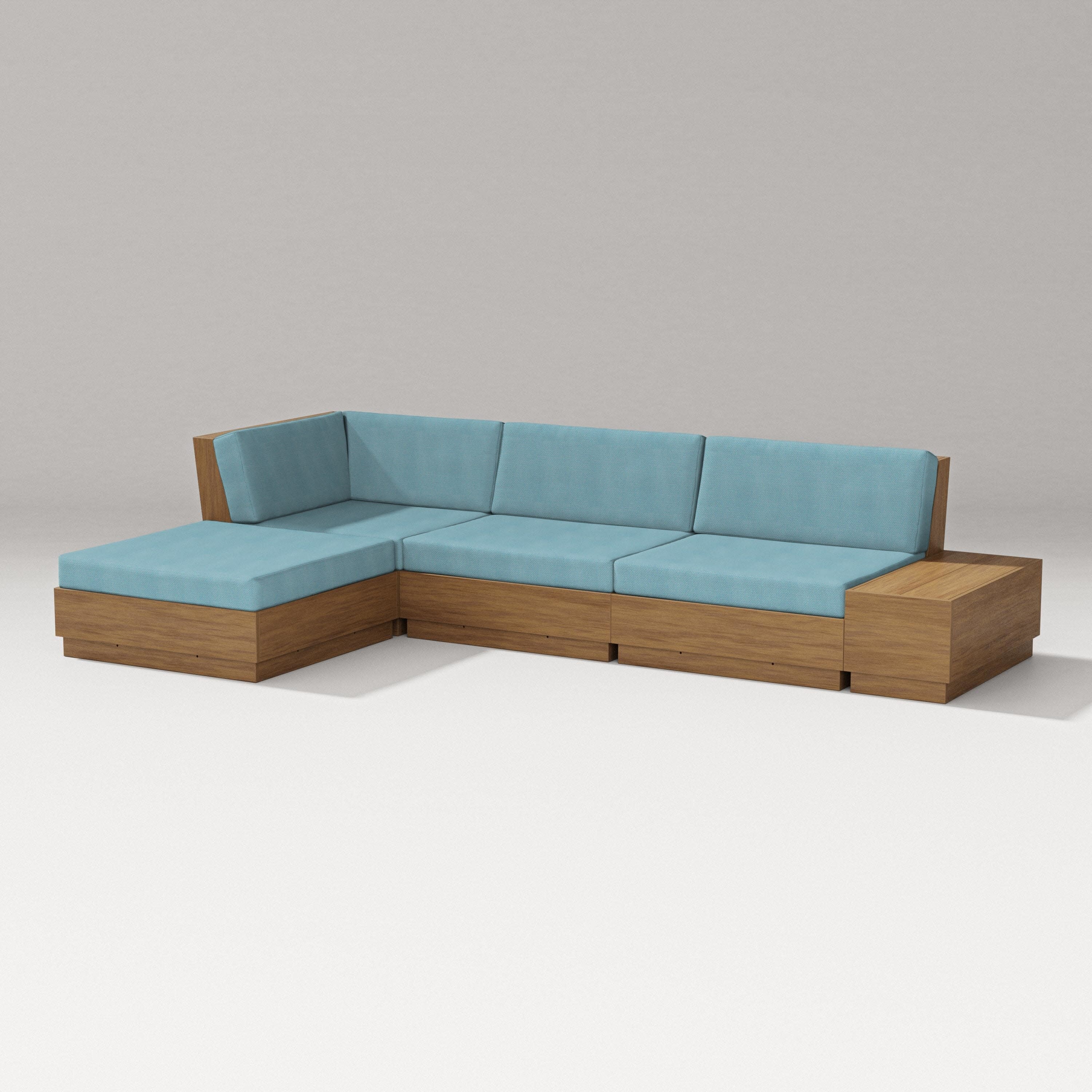 Elevate Chaise Sectional in Natural / Lattice Sky Blue