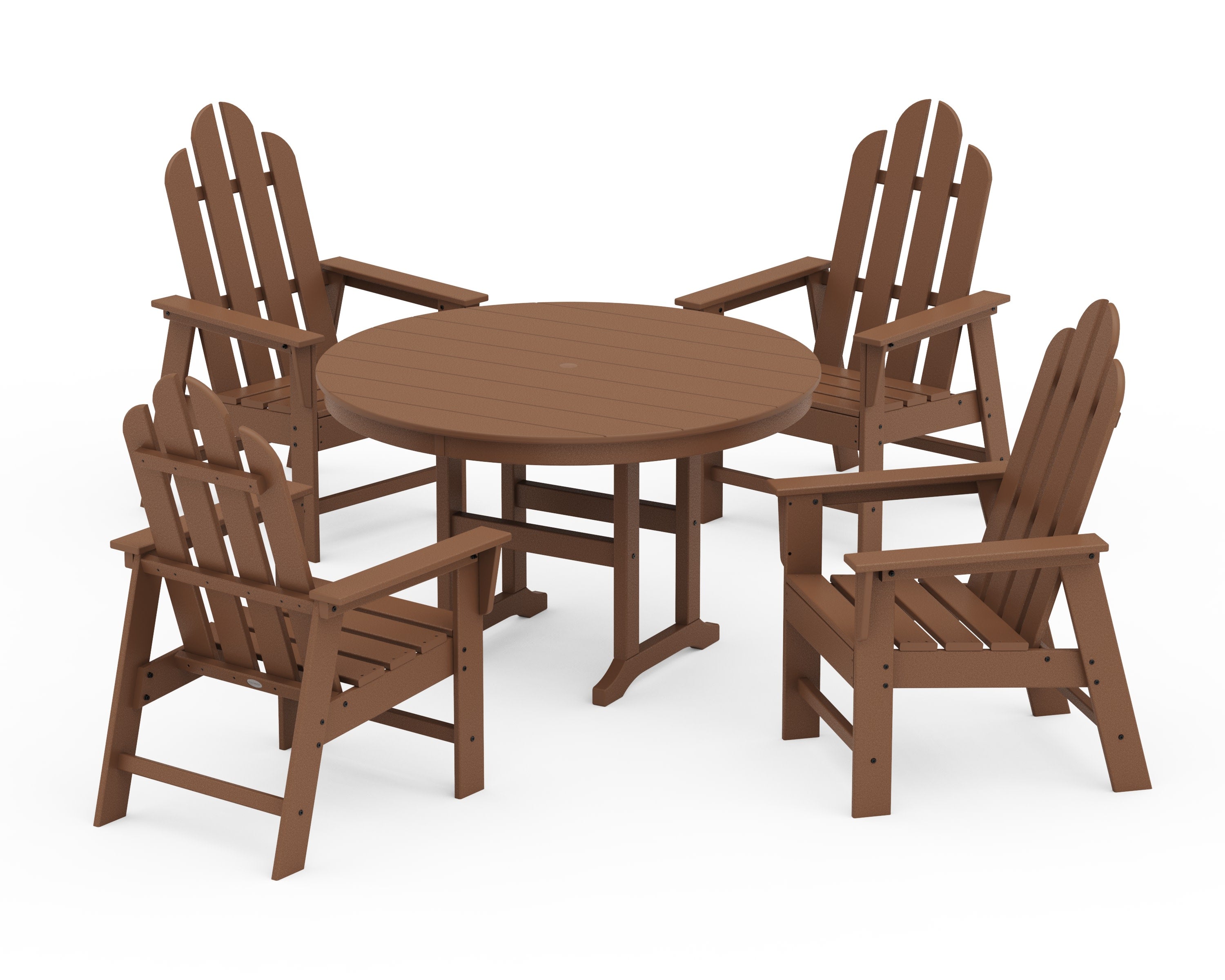 Long Island 5-Piece Round Farmhouse Dining Set in Teak