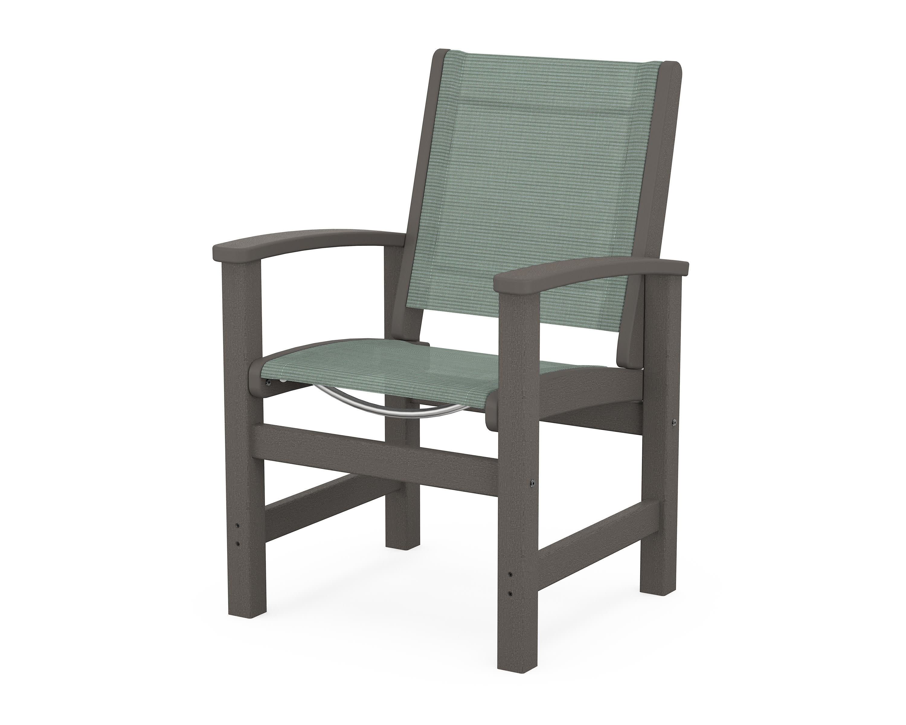 Coastal Dining Chair in Vintage Coffee / Dupioni Sea Mist Sling