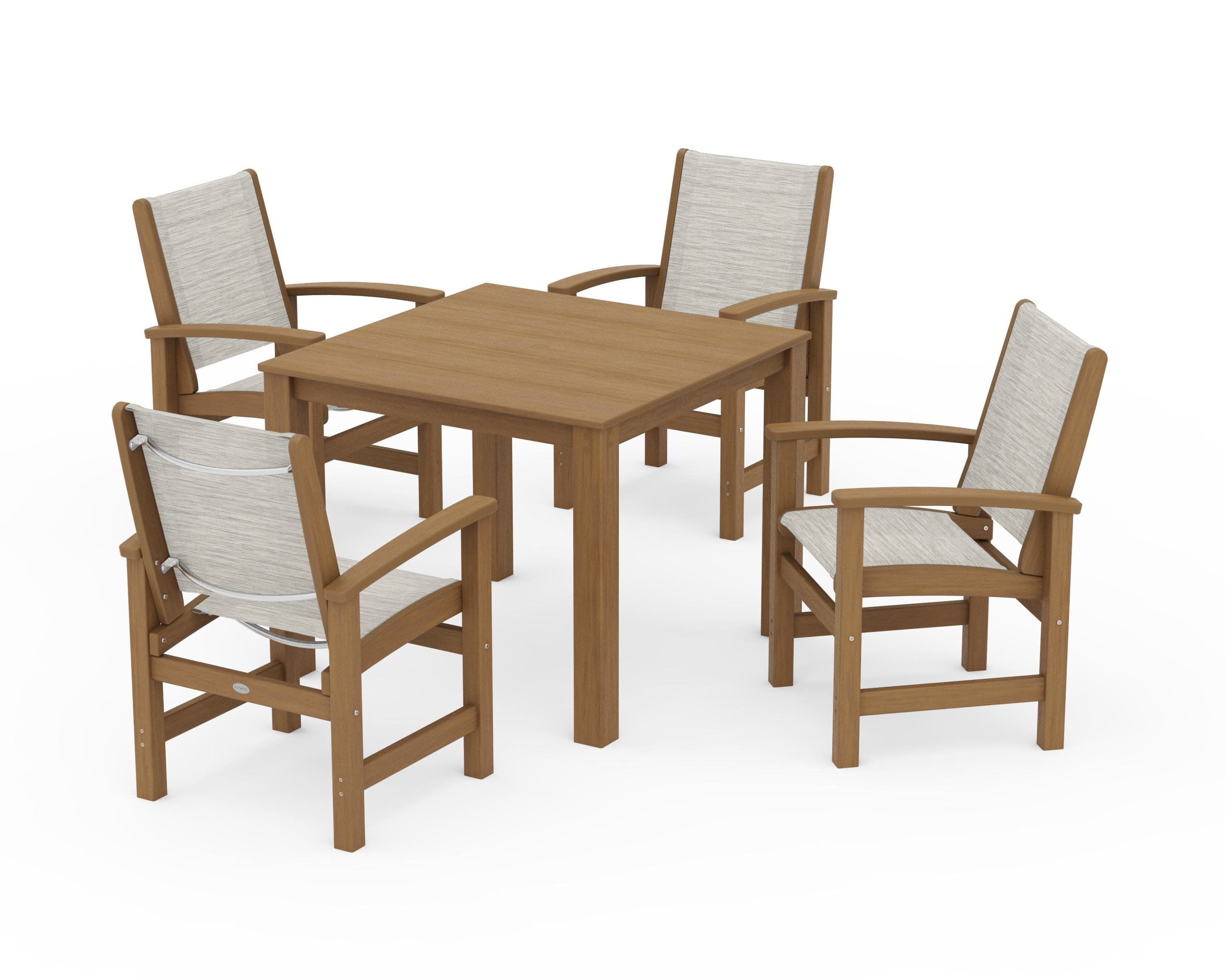 Coastal 5-Piece Parsons Dining Set in Natural / Birch Sling