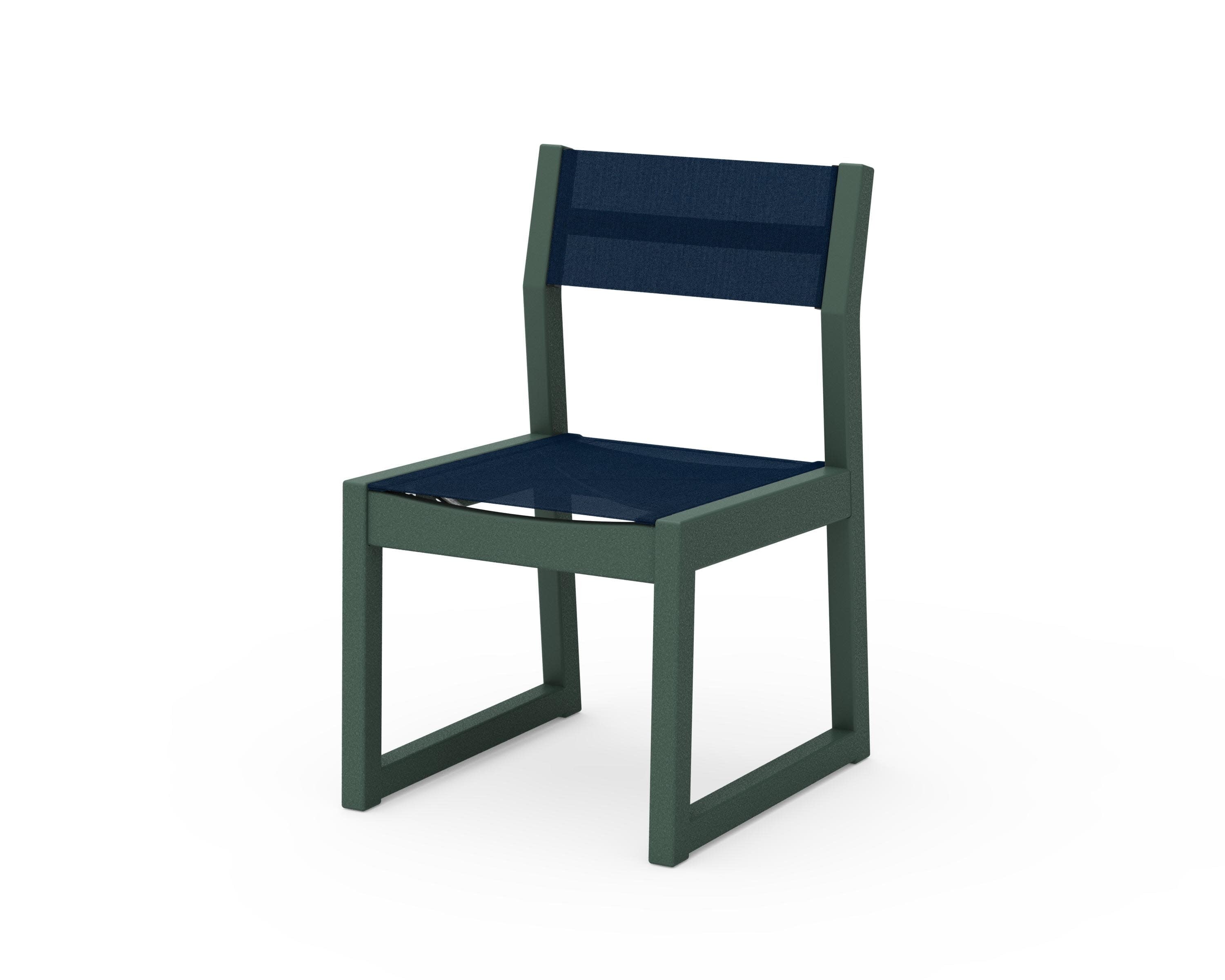 EDGE Sling Dining Side Chair in Green / Navy Blue Sling