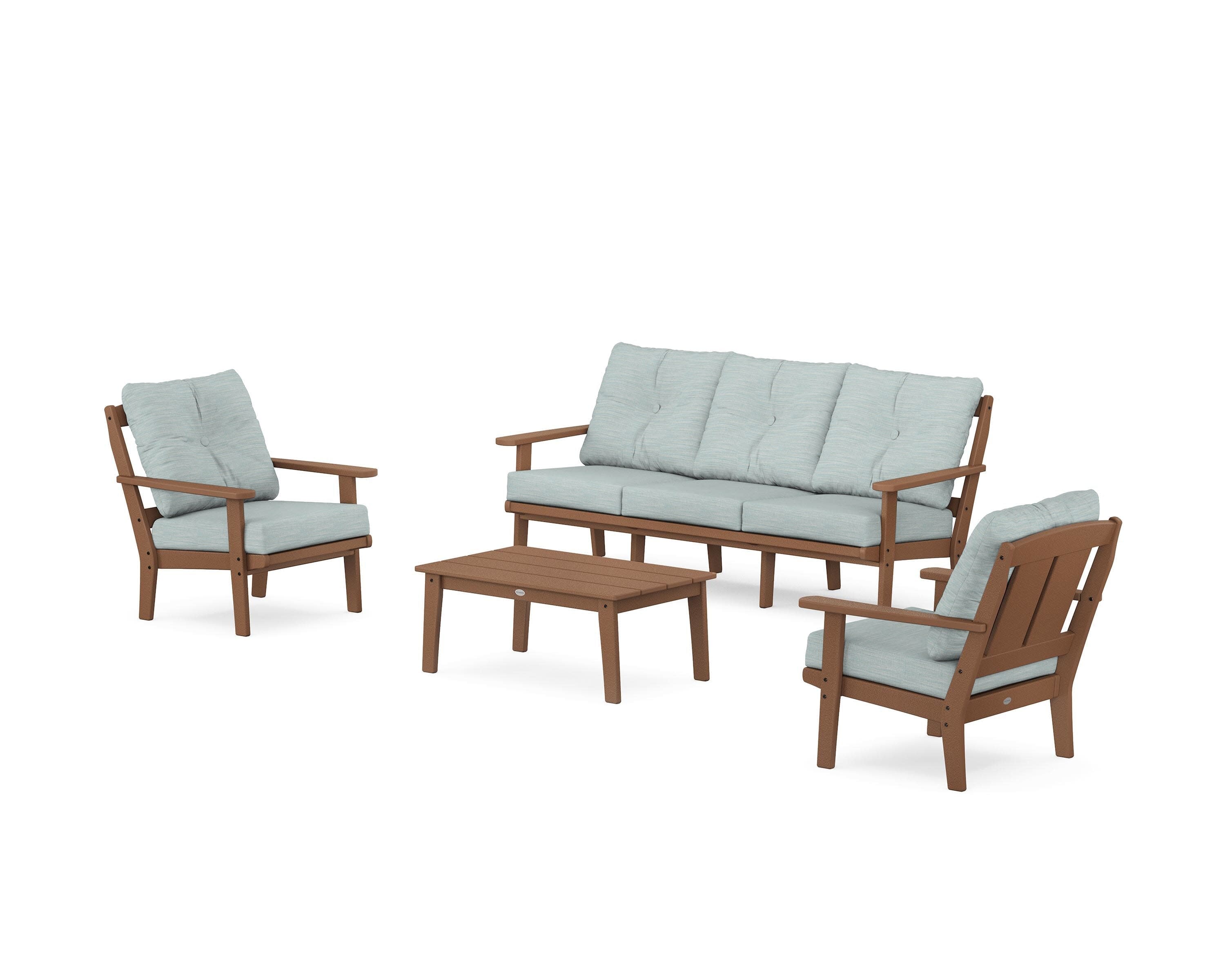 Mission 4-Piece Deep Seating Set with Sofa in Teak / Soothe Mist