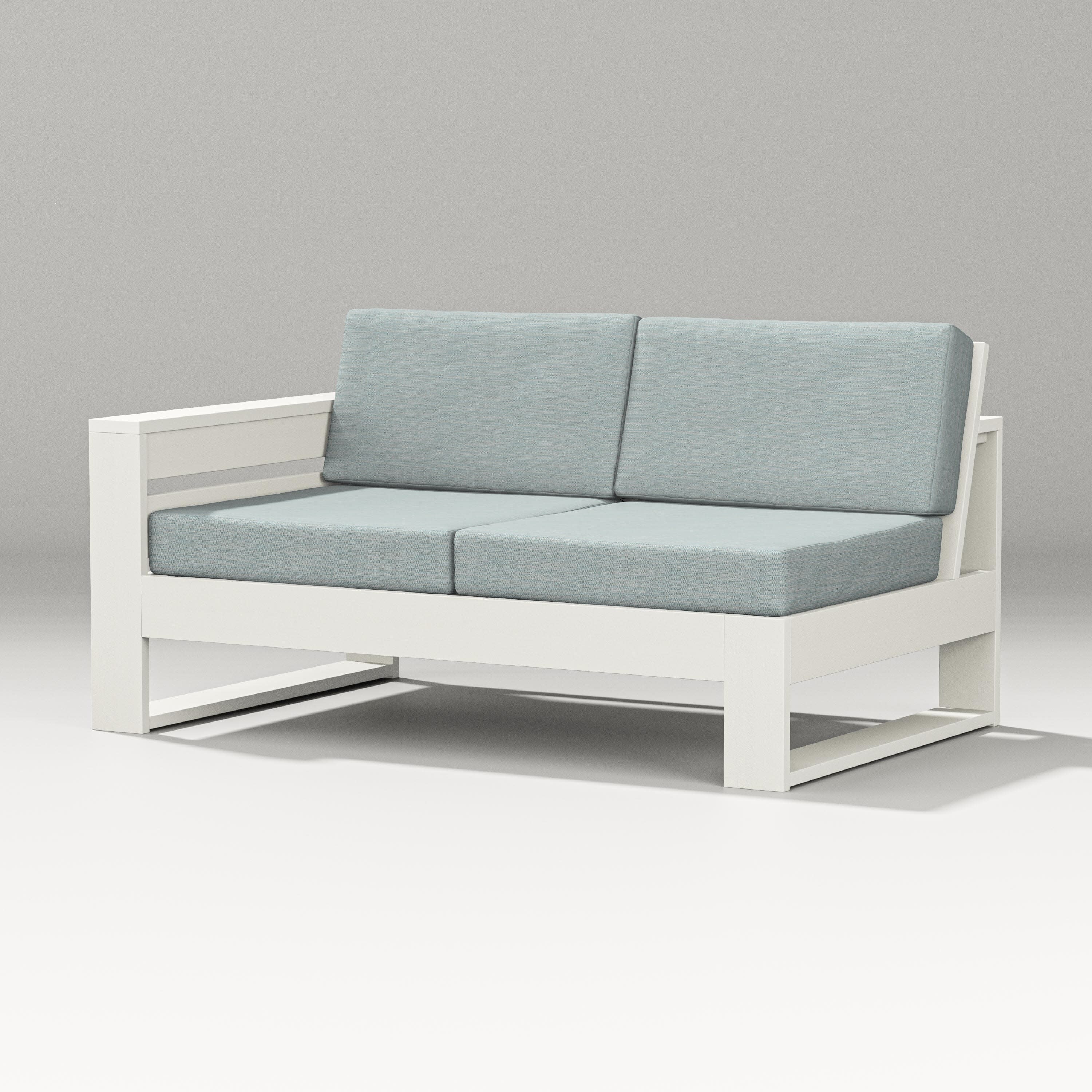 Latitude Modular Left Arm Loveseat in Vintage White / Soothe Mist