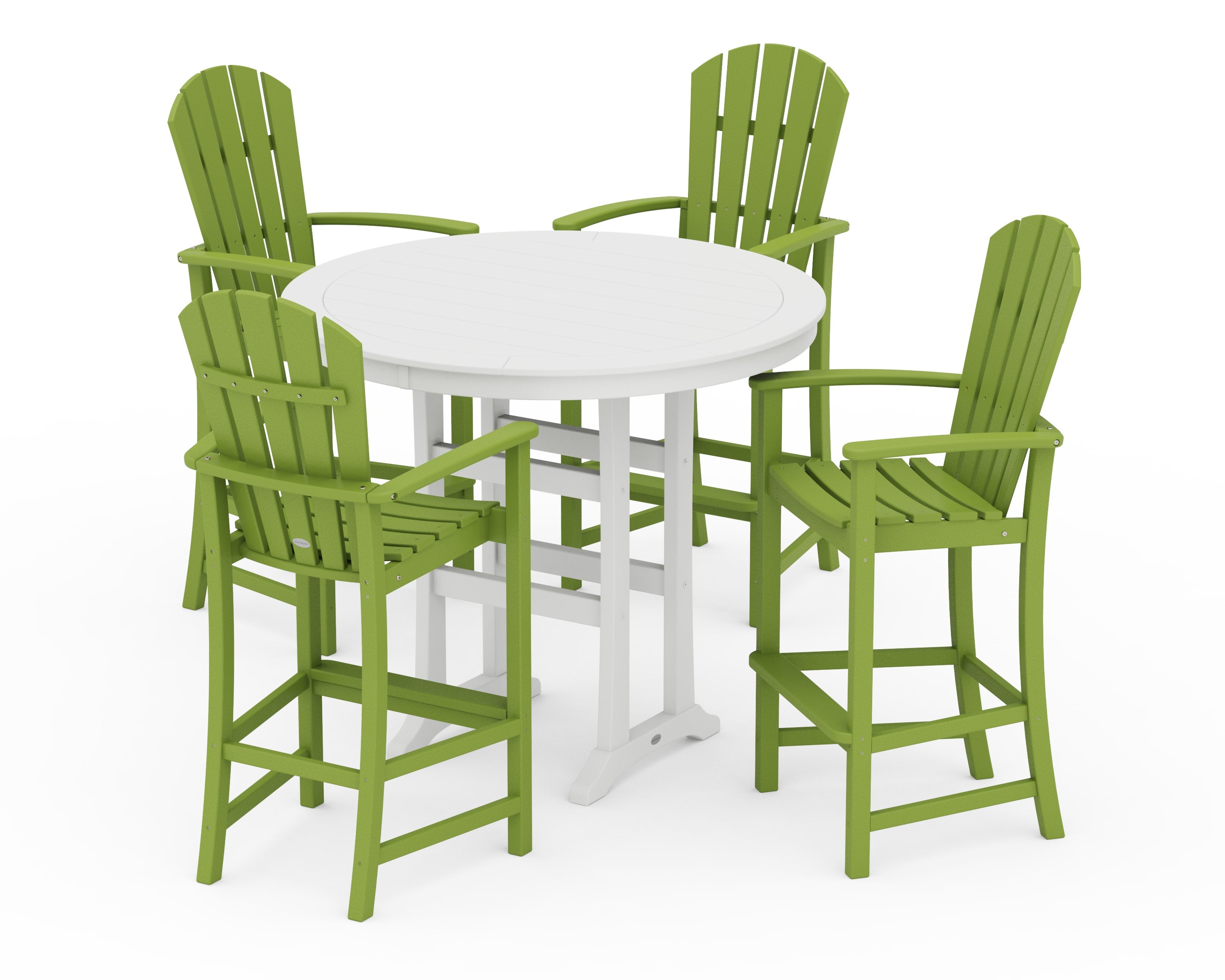 Palm Coast 5-Piece Round Bar Set in Lime / White
