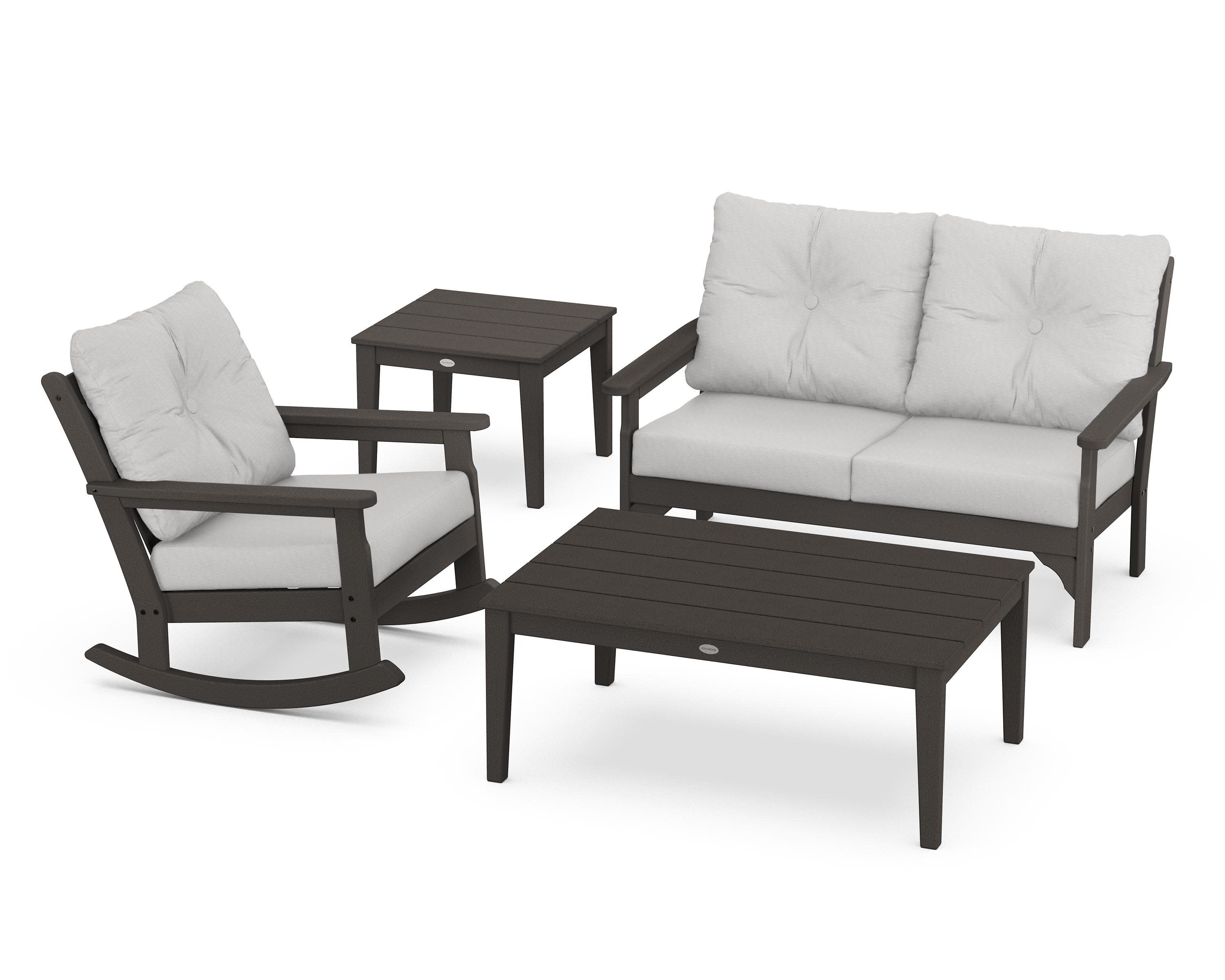 Vineyard 4-Piece Deep Seating Rocker Set in Vintage Coffee / Diamond in the Rough