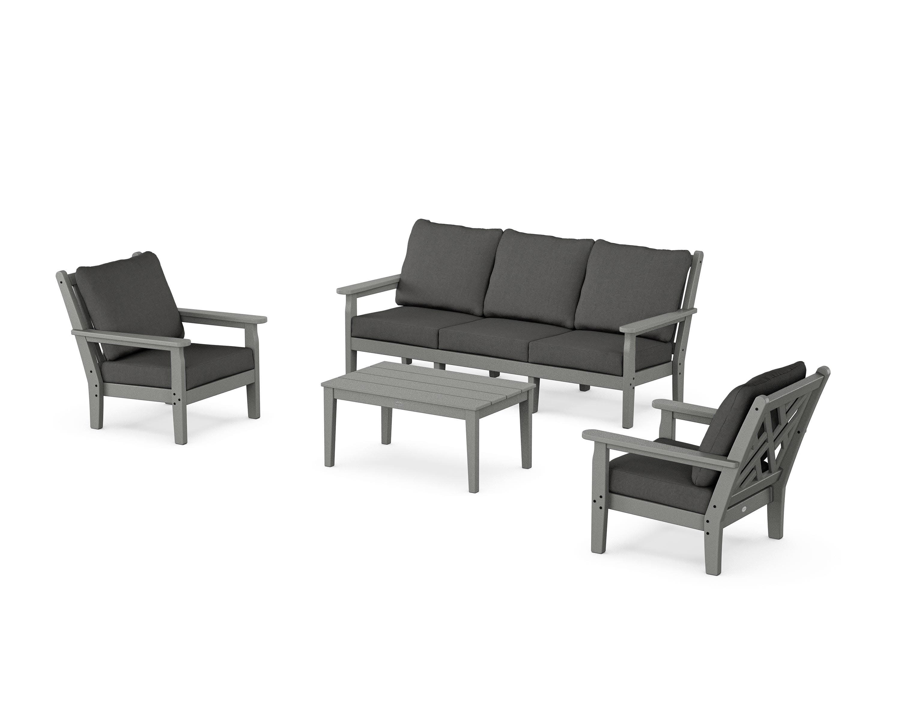 Chippendale 4-Piece Deep Seating Set with Sofa in Slate Grey / Spectrum Carbon