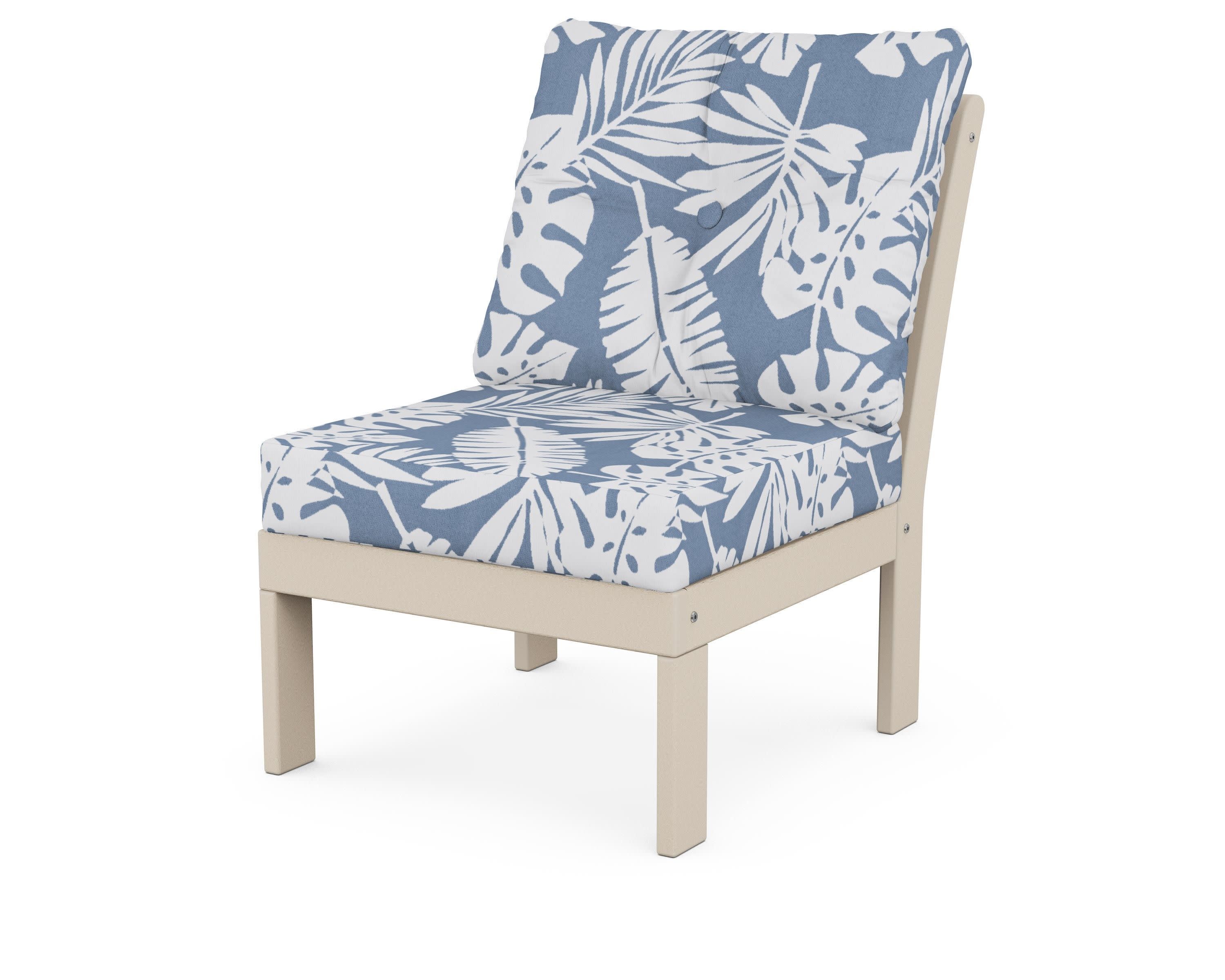 Vineyard Modular Armless Chair in Sand / Leaf Sky Blue