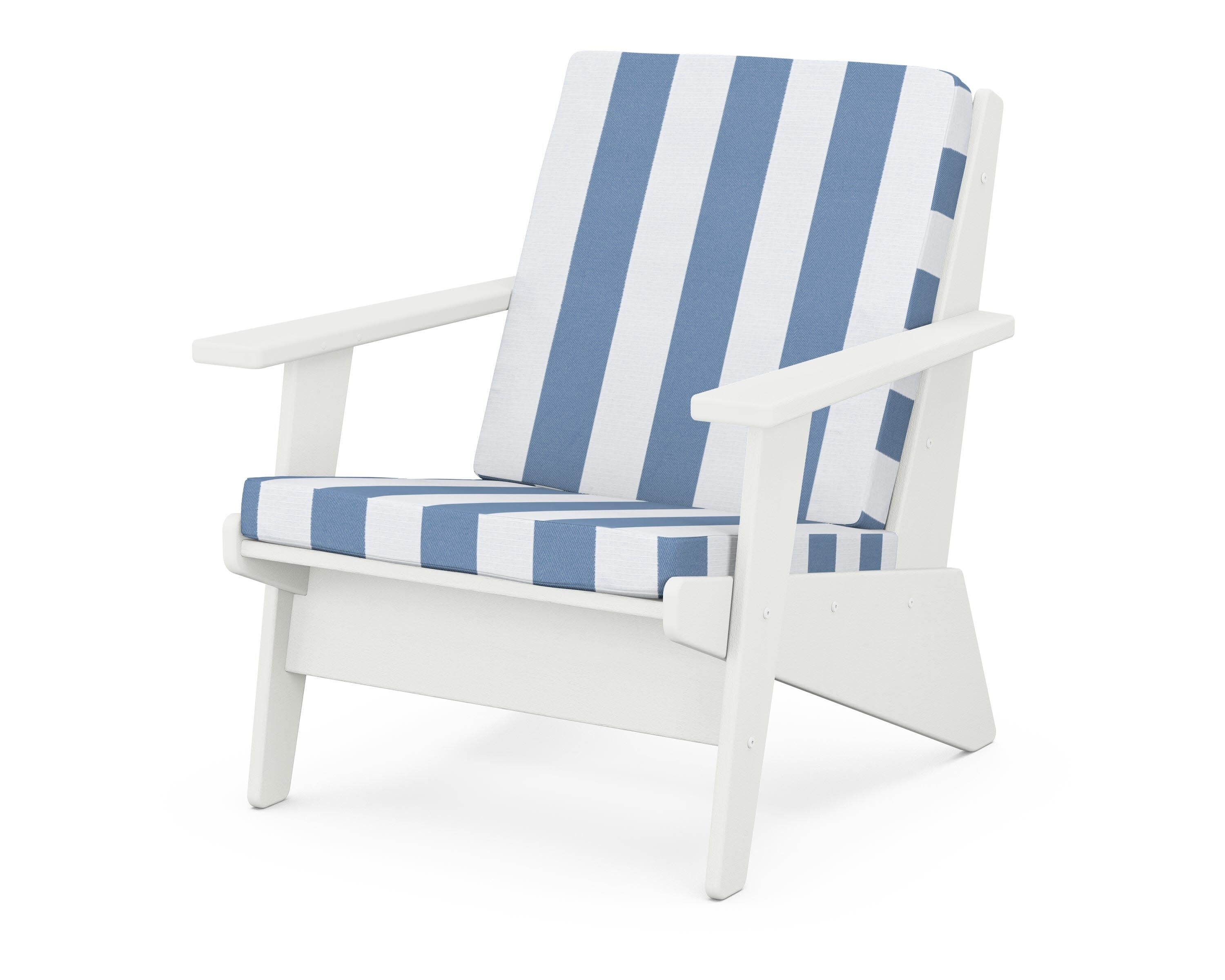 Riviera Modern Lounge Chair in Vintage White / Cabana Stripe Sky Blue