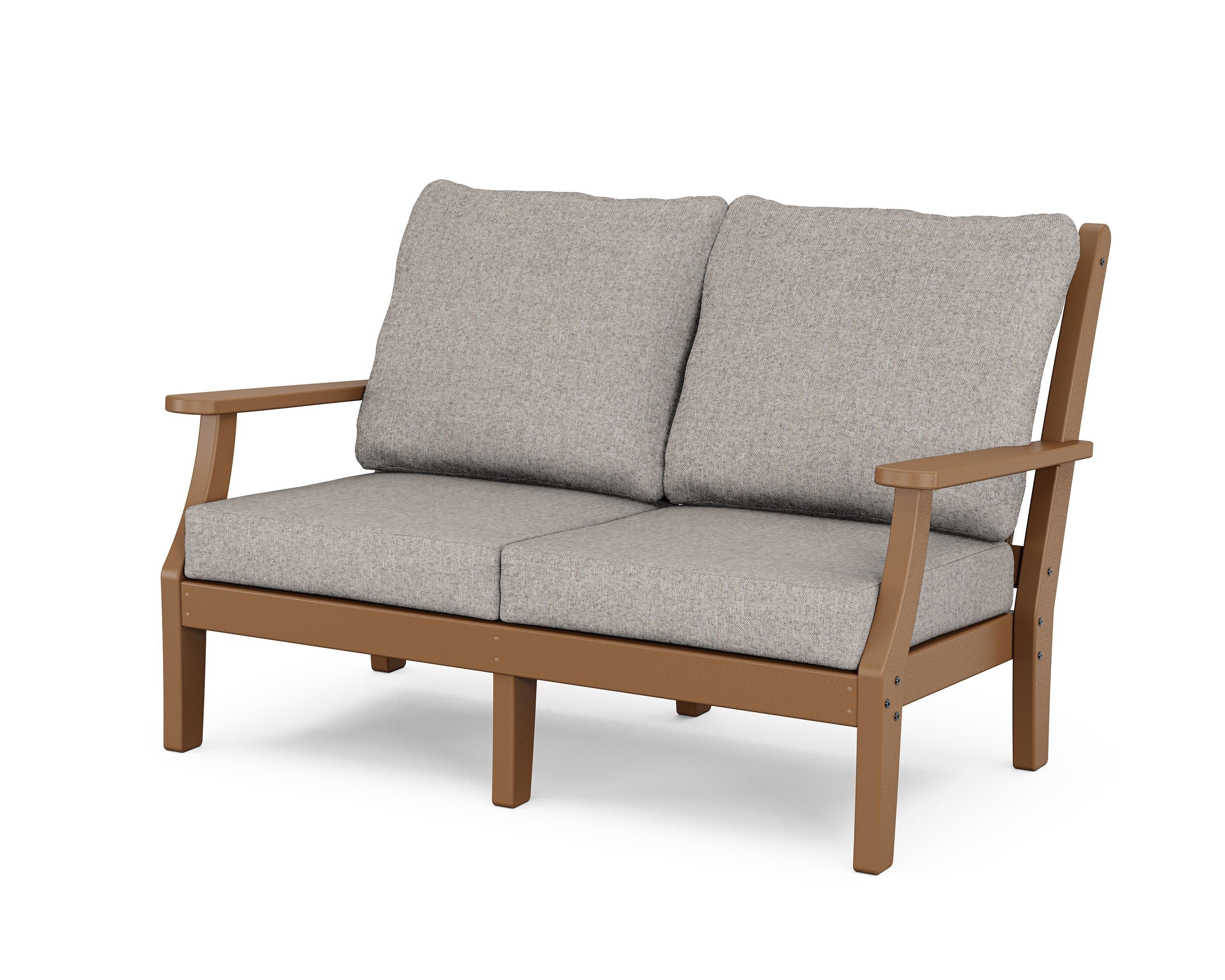 Wovendale Deep Seating Loveseat in Teak / Weathered Tweed